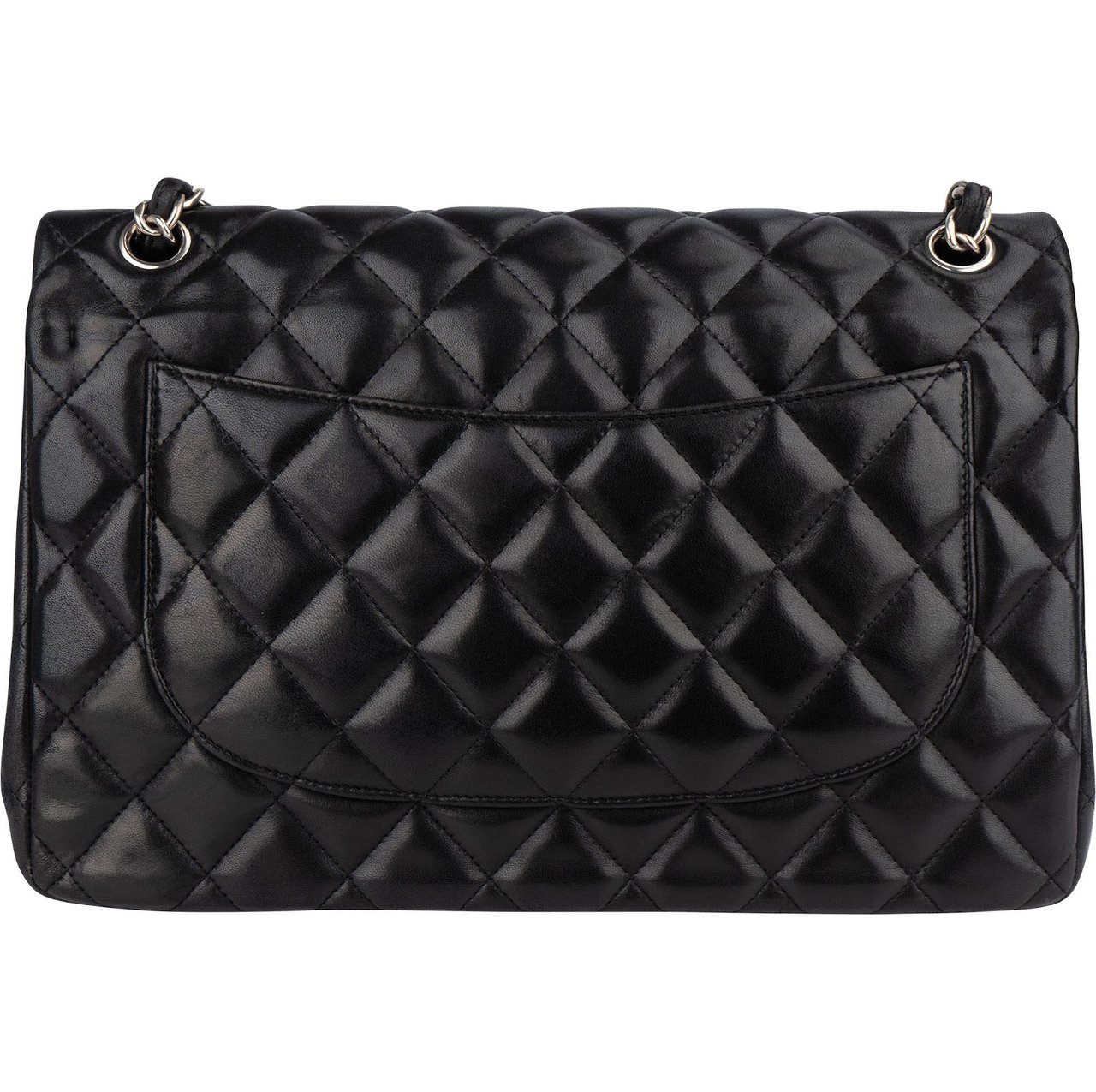 Chanel Chanel Quilted Lambskin Jumbo Double Flap Crossbody Bag Zwart