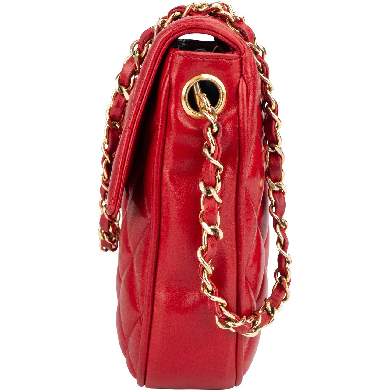Chanel Chanel Quilted Lambskin CC Mini Single Flap Crossbody Bag Rood