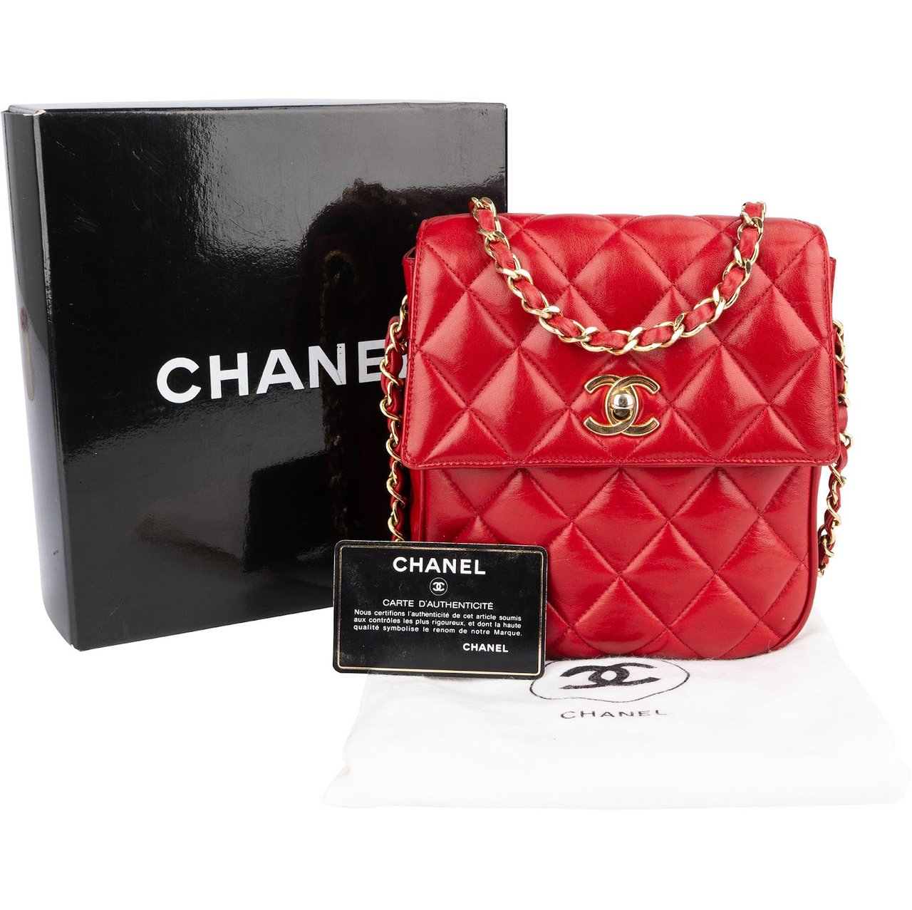 Chanel Chanel Quilted Lambskin CC Mini Single Flap Crossbody Bag Rood