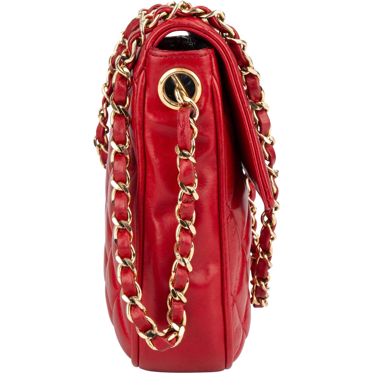 Chanel Chanel Quilted Lambskin CC Mini Single Flap Crossbody Bag Rood