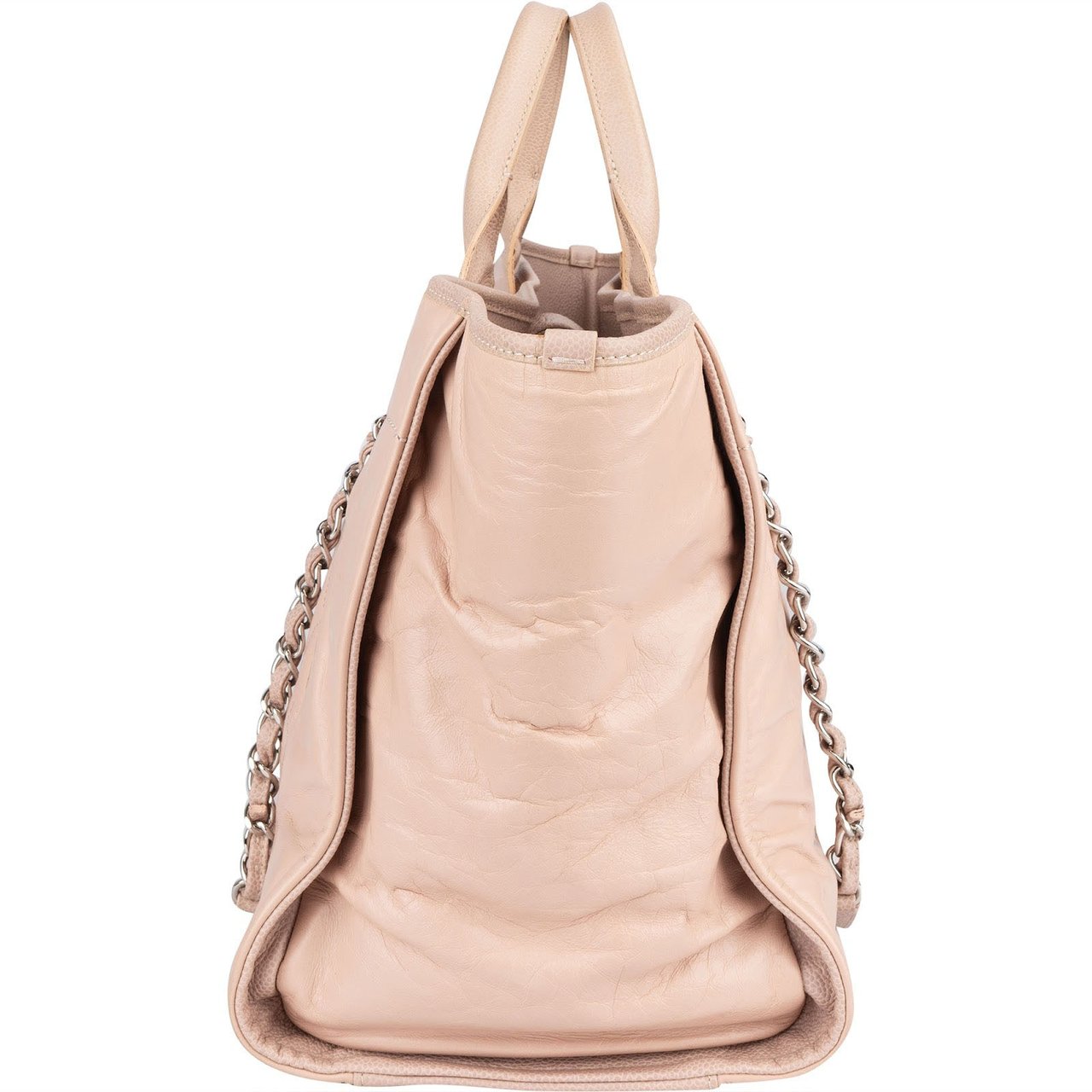 Chanel Rose Leather Shopper Deauville Shoulder Bag Rood