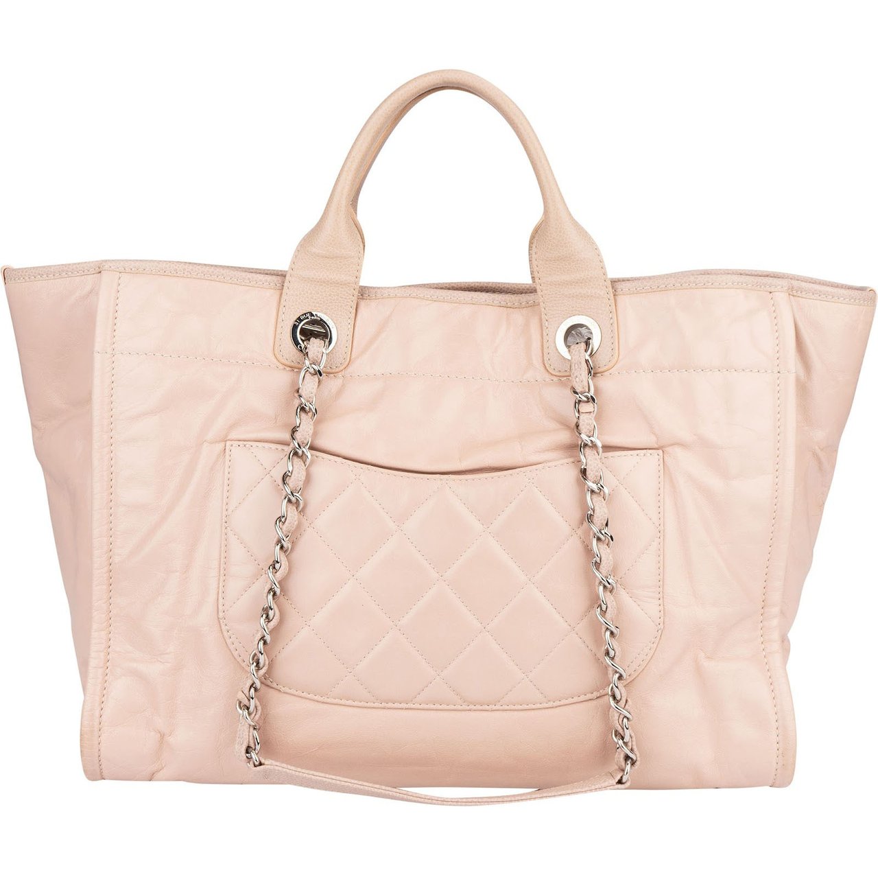Chanel Rose Leather Shopper Deauville Shoulder Bag Rood