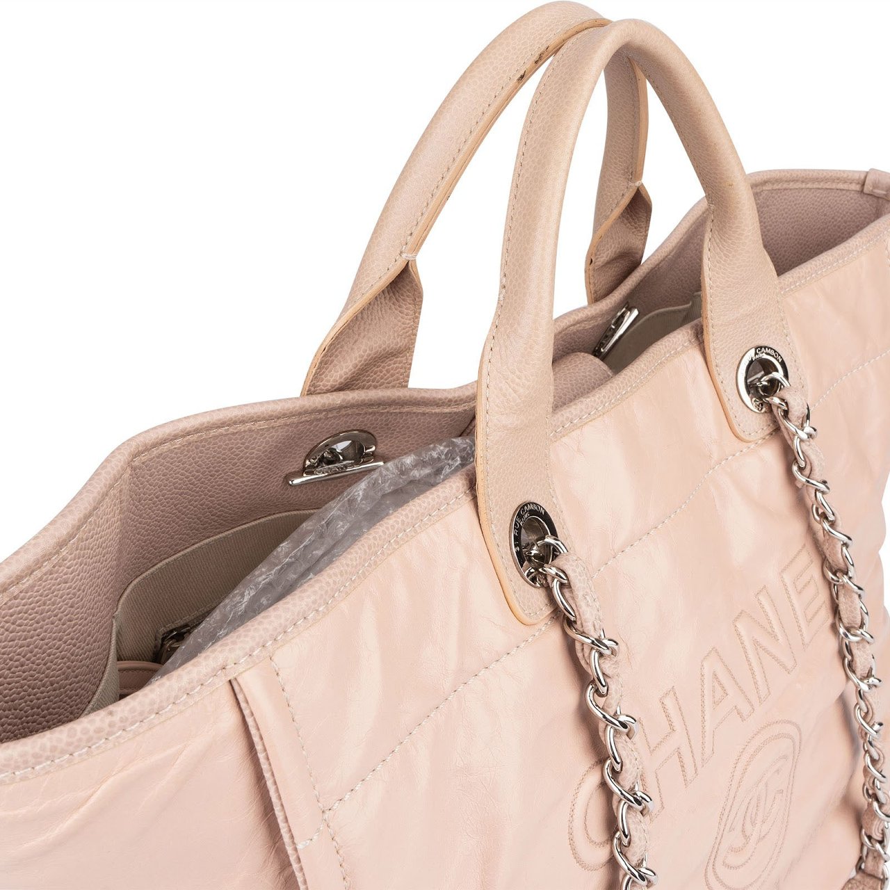 Chanel Rose Leather Shopper Deauville Shoulder Bag Rood