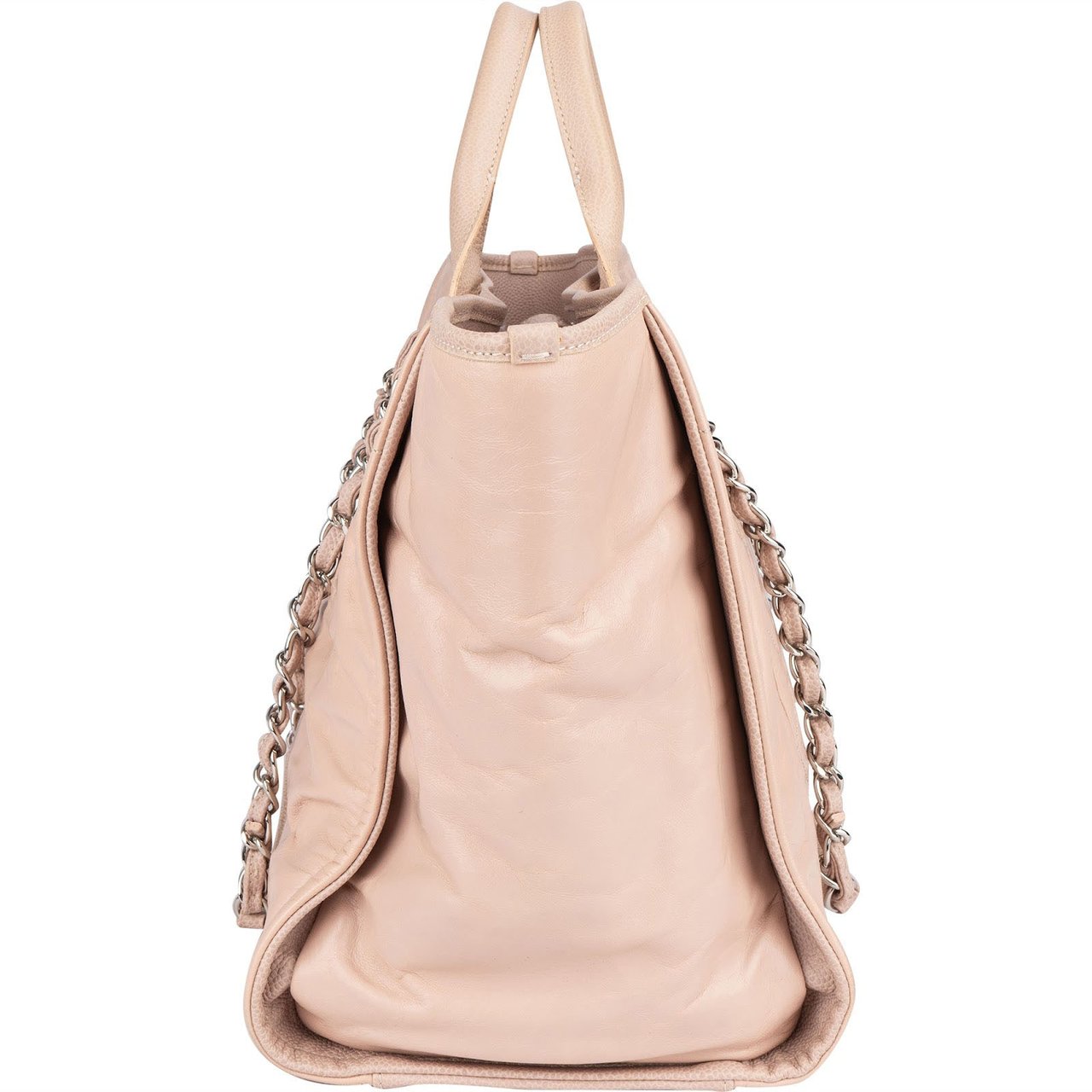 Chanel Rose Leather Shopper Deauville Shoulder Bag Rood