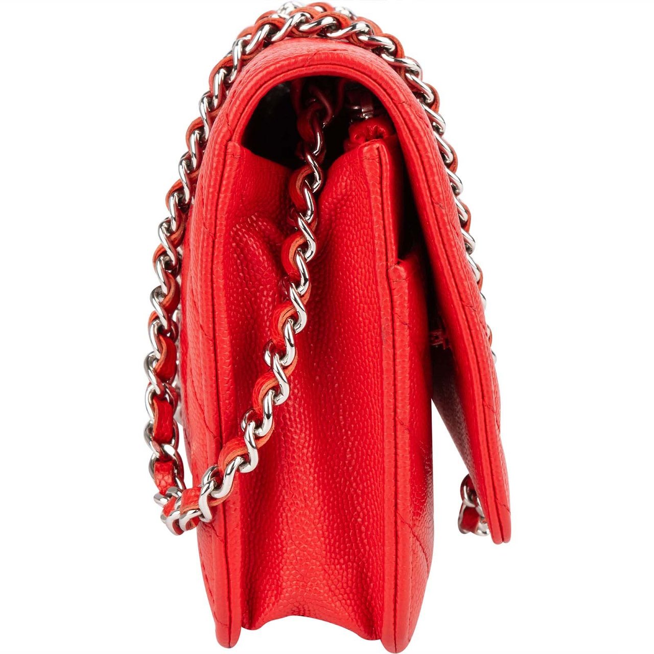Chanel Chanel Chevron Caviar Leather Wallet On Chain Crossbody Bag Rood