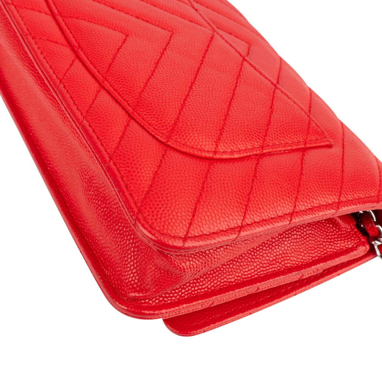 Chanel Chanel Chevron Caviar Leather Wallet On Chain Crossbody Bag Rood