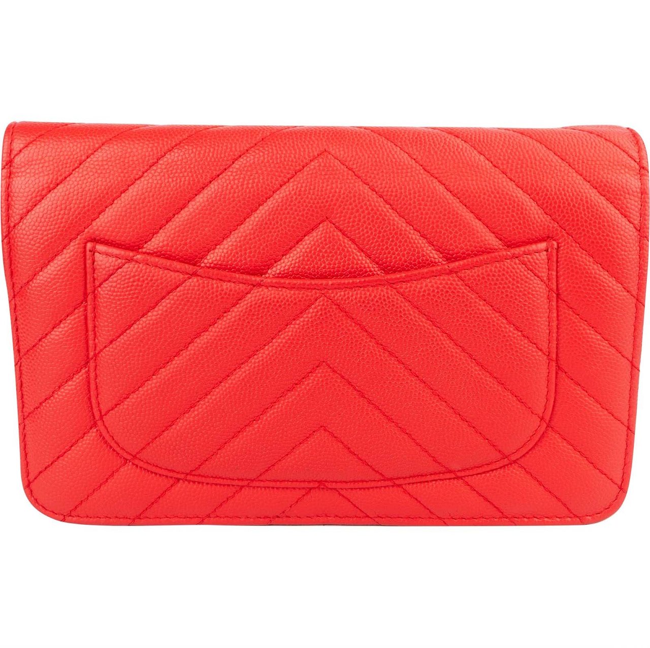 Chanel Chanel Chevron Caviar Leather Wallet On Chain Crossbody Bag Rood