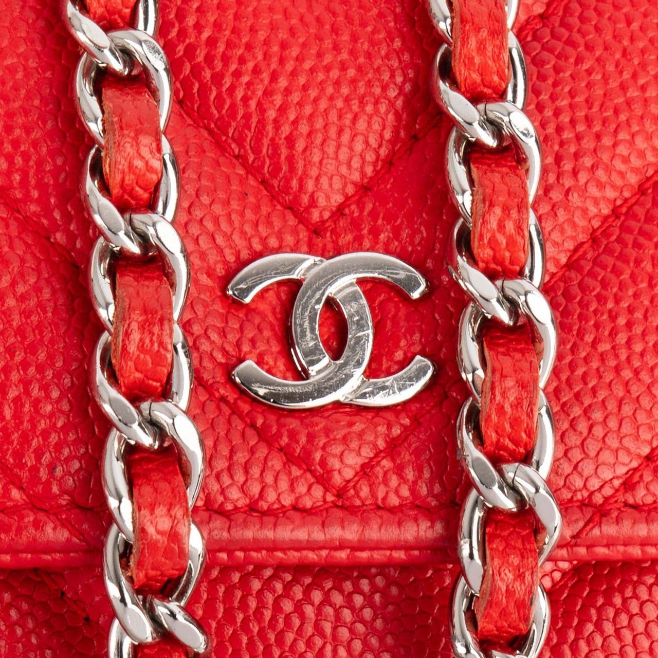 Chanel Chanel Chevron Caviar Leather Wallet On Chain Crossbody Bag Rood