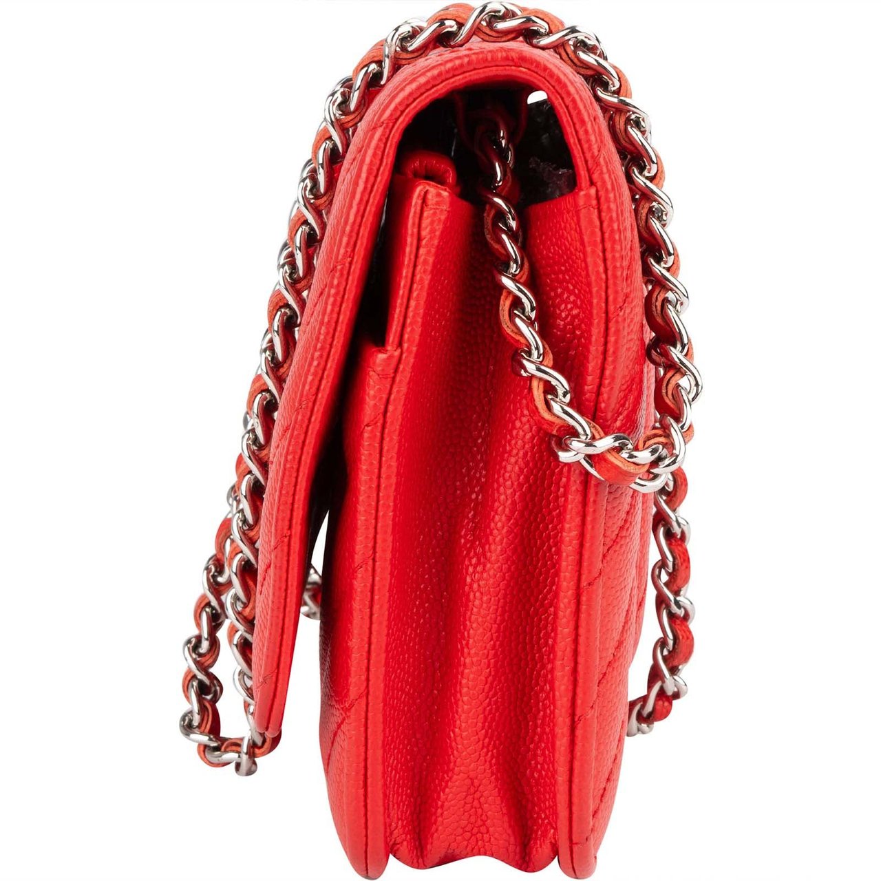 Chanel Chanel Chevron Caviar Leather Wallet On Chain Crossbody Bag Rood