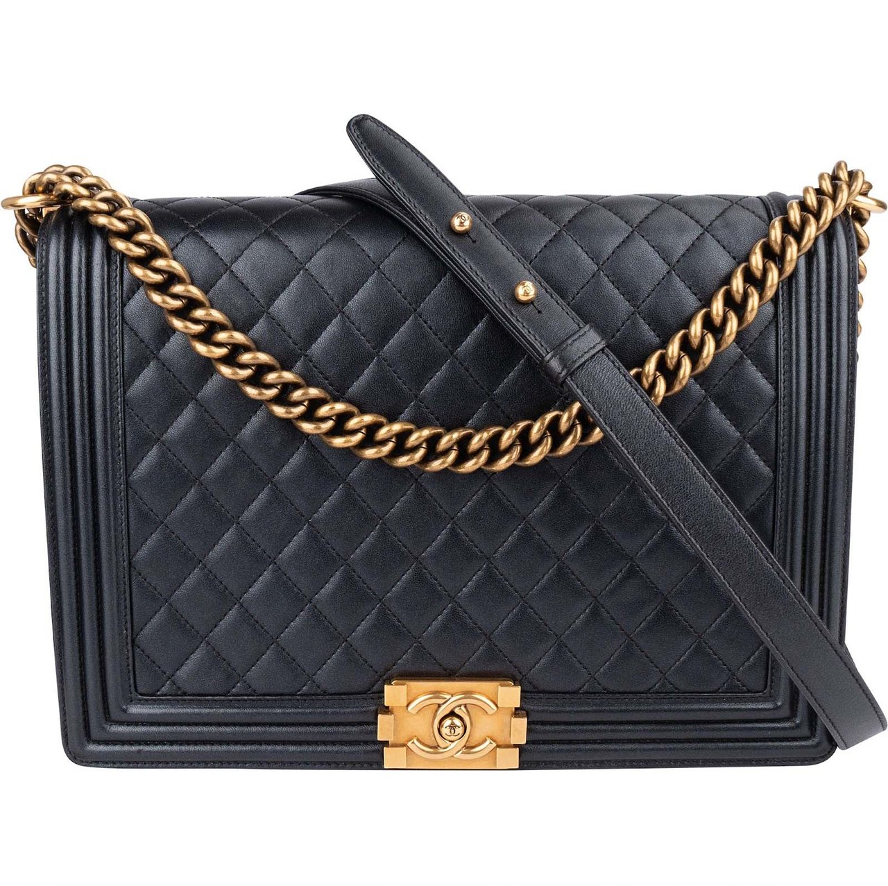 Chanel Chanel Quilted Leather Boy Single Flap Crossbody Bag Zwart