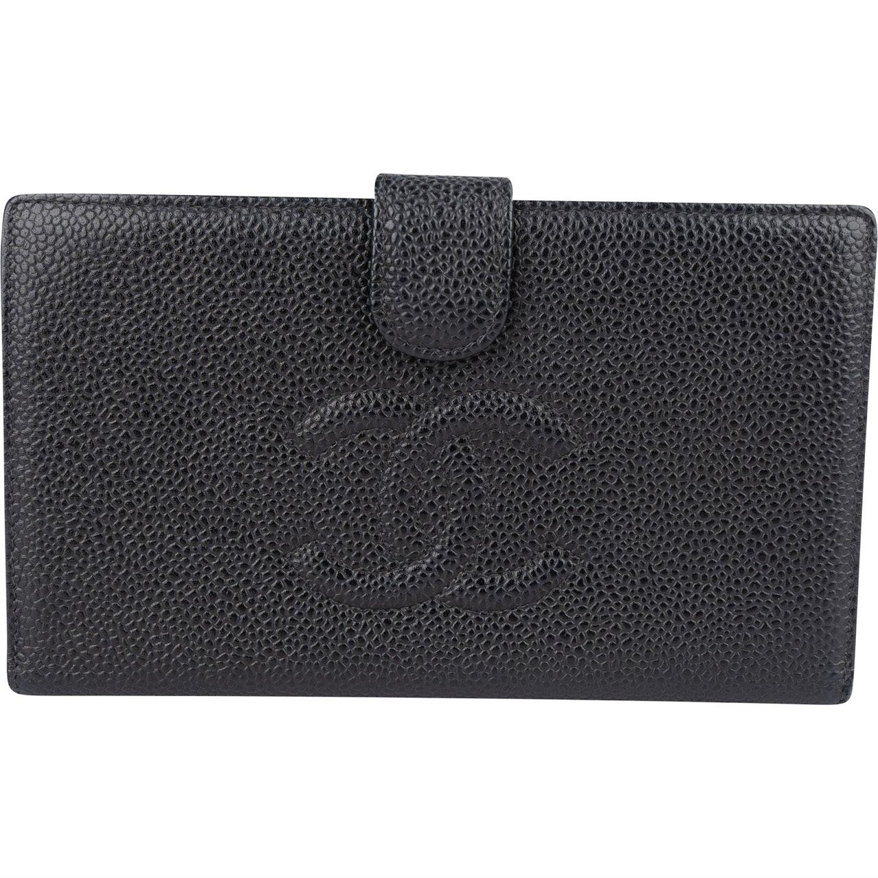 Chanel Chanel Caviar Leather CC Bifold Wallet Zwart