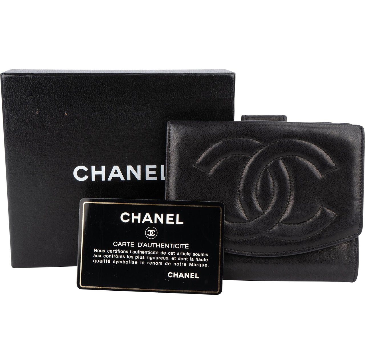 Chanel Chanel Noir Lambskin CC Wallet Zwart