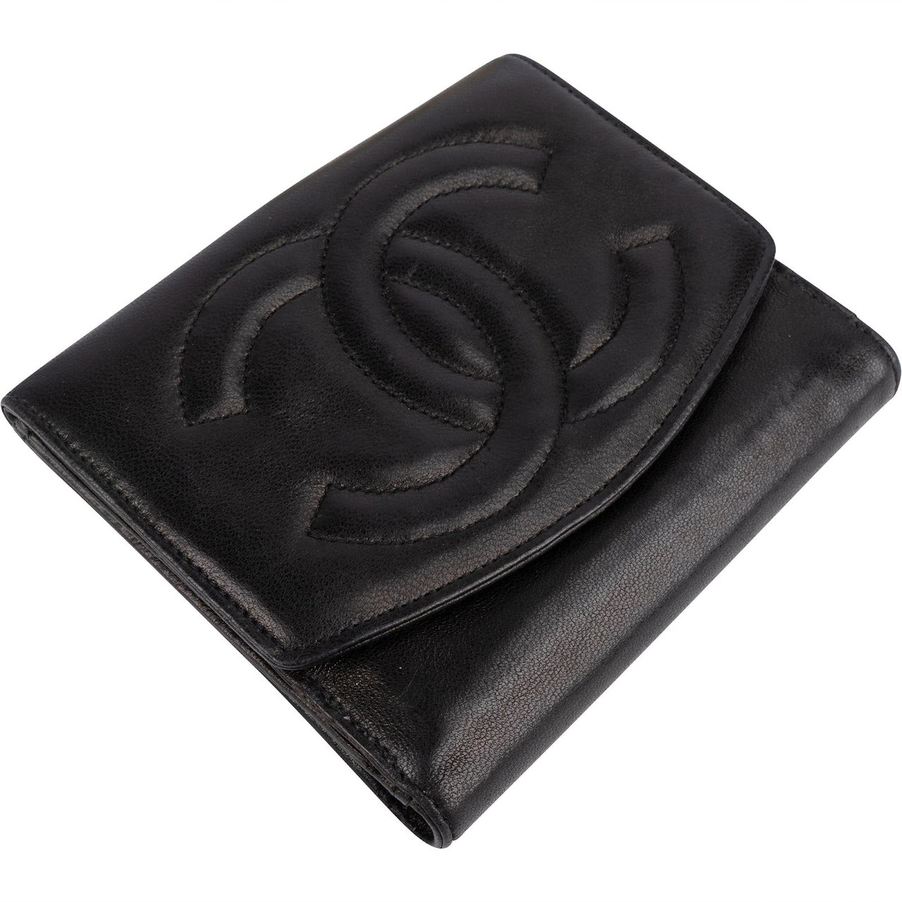 Chanel Chanel Noir Lambskin CC Wallet Zwart