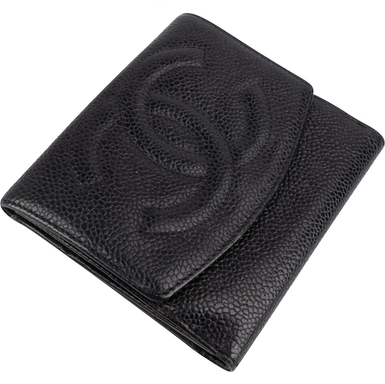 Chanel Chanel Caviar Leather Timeless CC Bifold Wallet Zwart