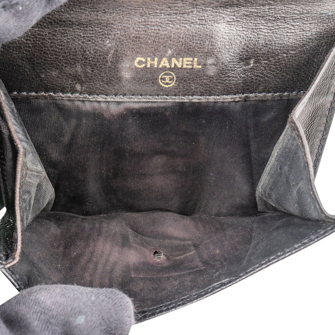 Chanel Chanel Caviar Leather Timeless CC Bifold Wallet Zwart