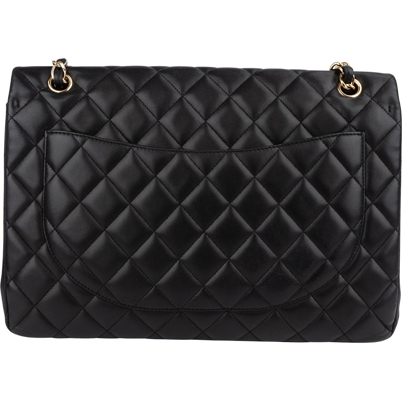 Chanel Quilted Lambskin Maxi Single Flap Crossbody Bag Zwart