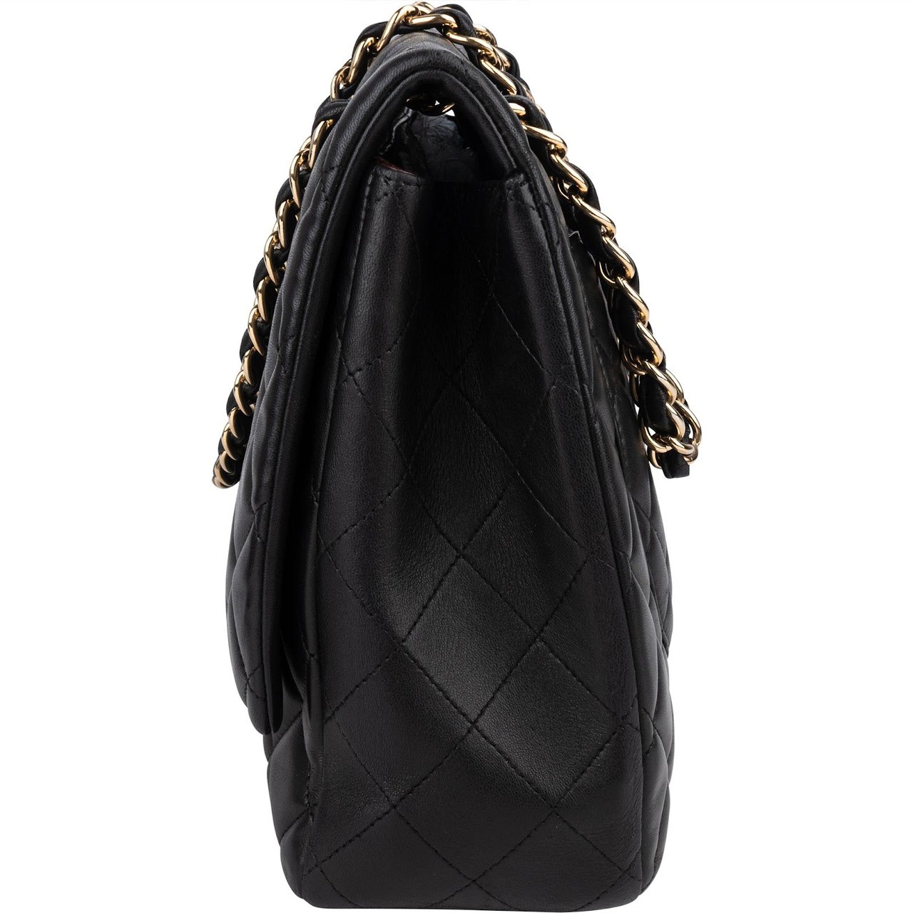 Chanel Chanel Quilted Lambskin Maxi Single Flap Crossbody Bag Zwart