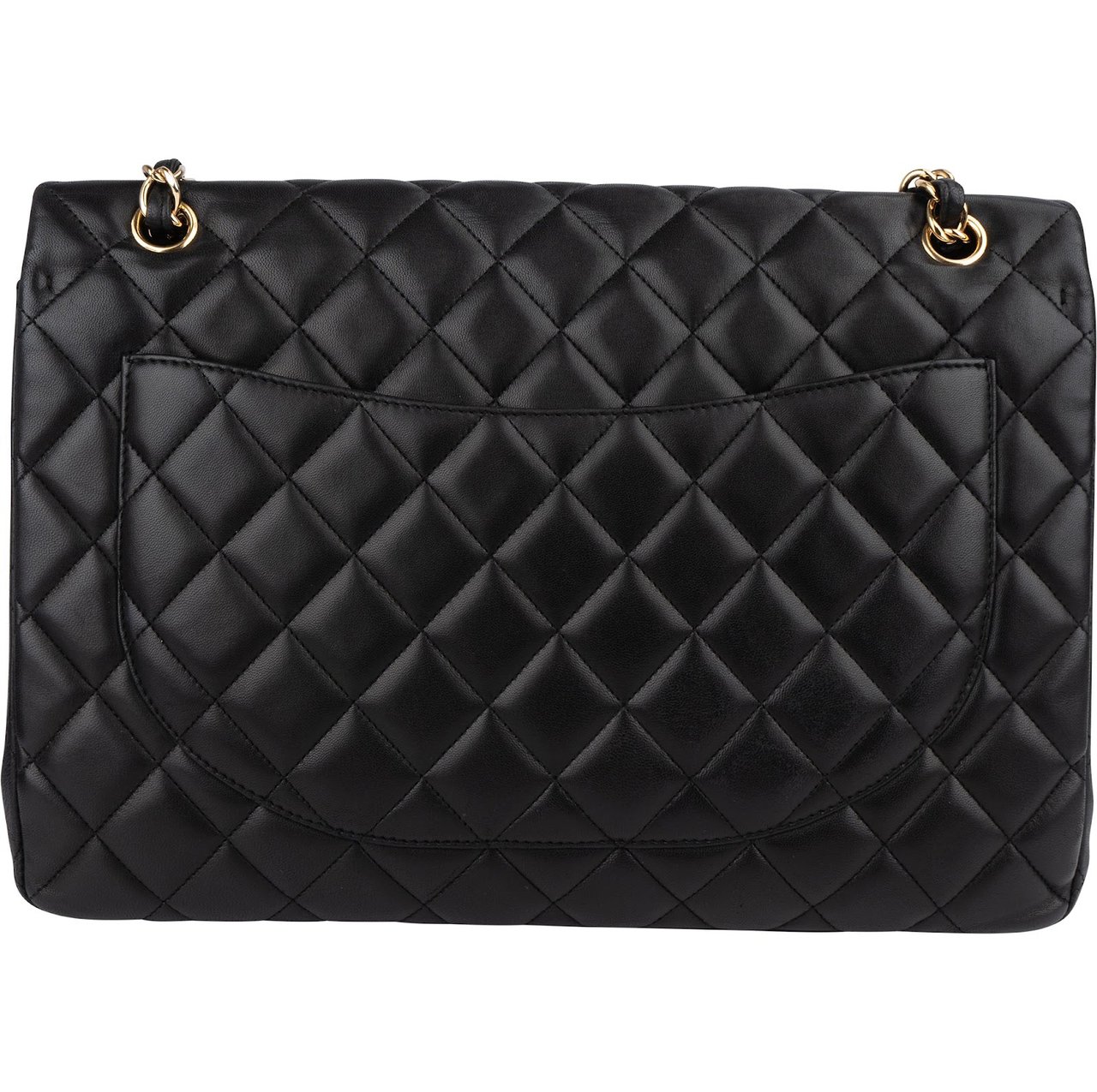Chanel Chanel Quilted Lambskin Maxi Single Flap Crossbody Bag Zwart