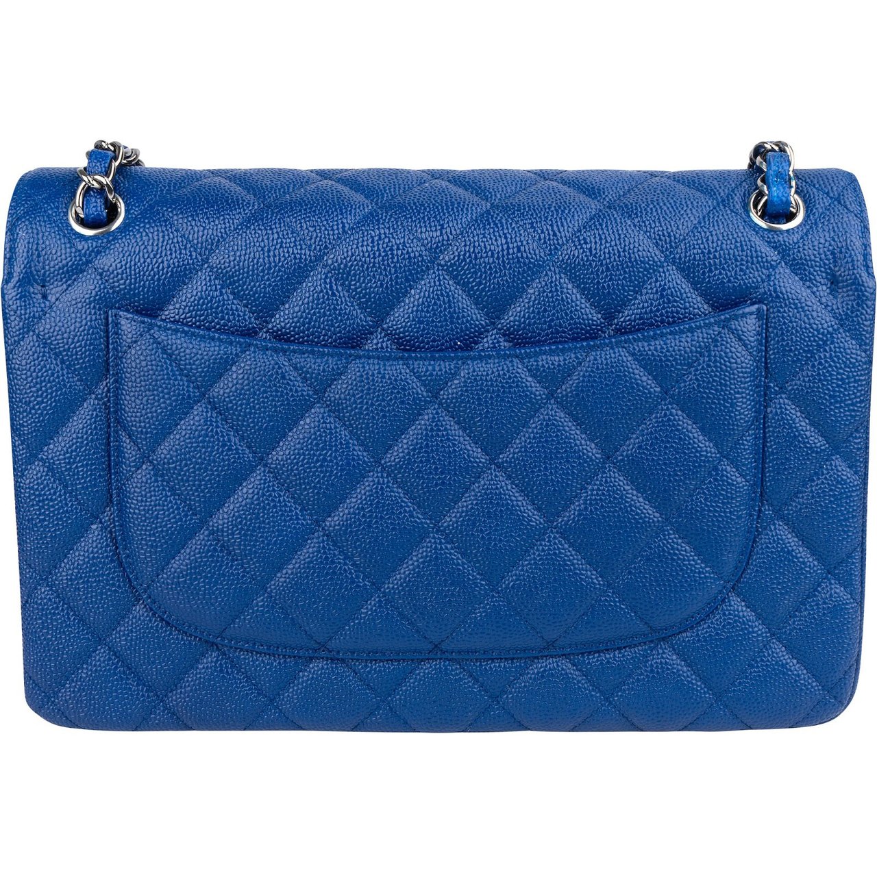 Chanel Quilted Caviar Leather Jumbo Double Flap Crossbody Bag Blauw