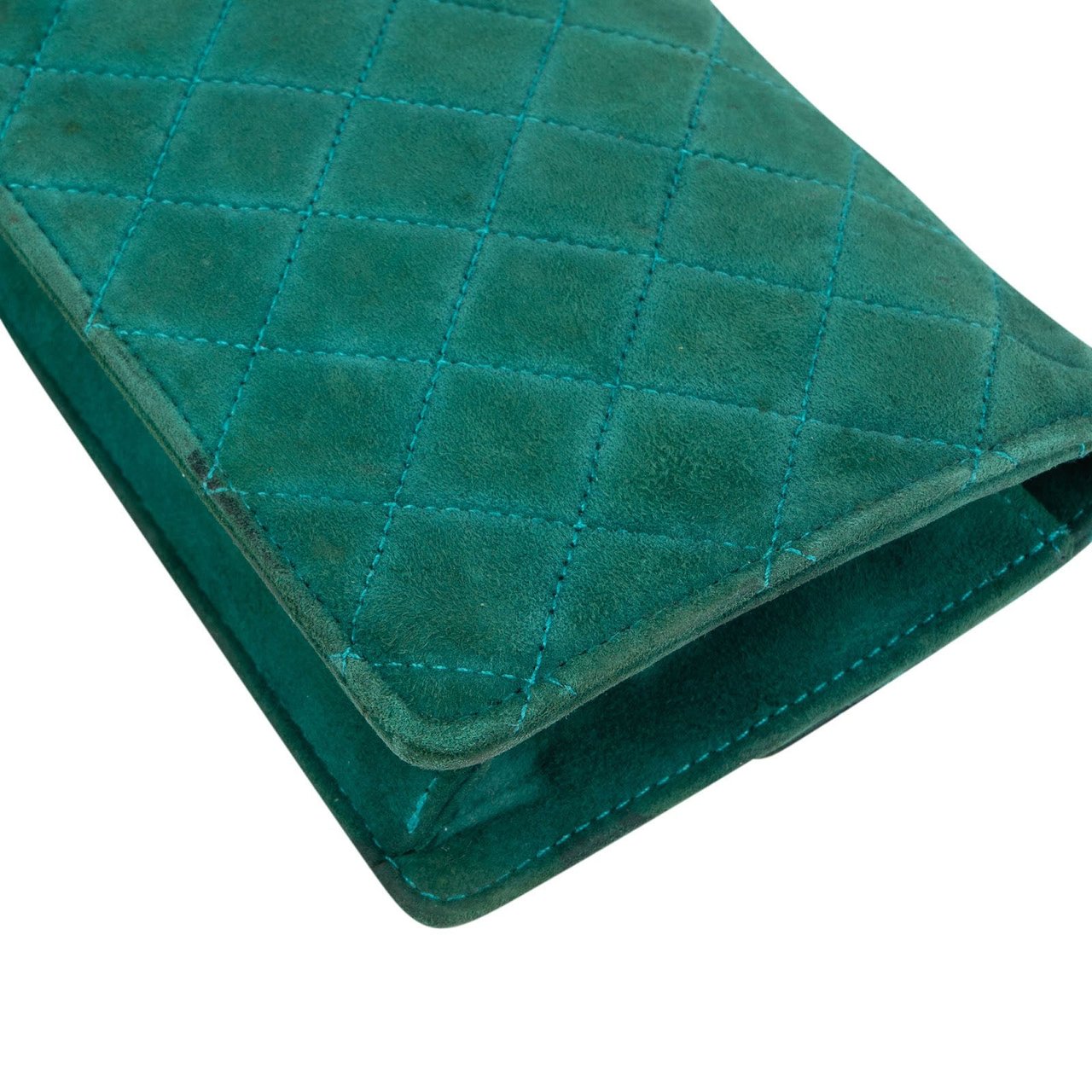 Chanel Chanel Stitching Suede 24K Gold Mini Single Flap Crossbody Bag Groen