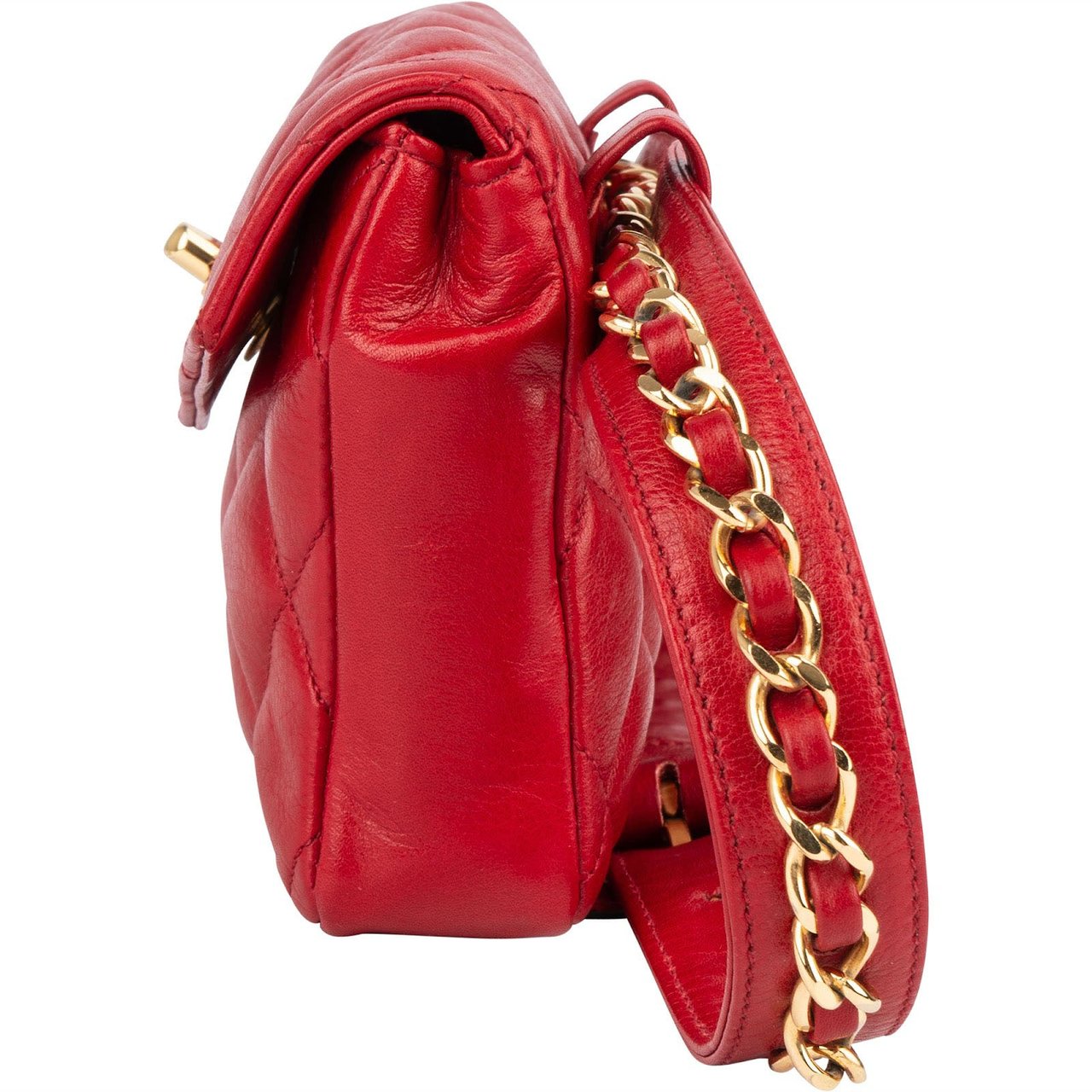 Chanel Chanel Quilted Lambskin CC Belt Crossbody Bag Rood