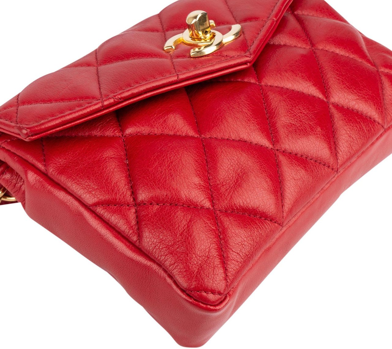 Chanel Chanel Quilted Lambskin CC Belt Crossbody Bag Rood