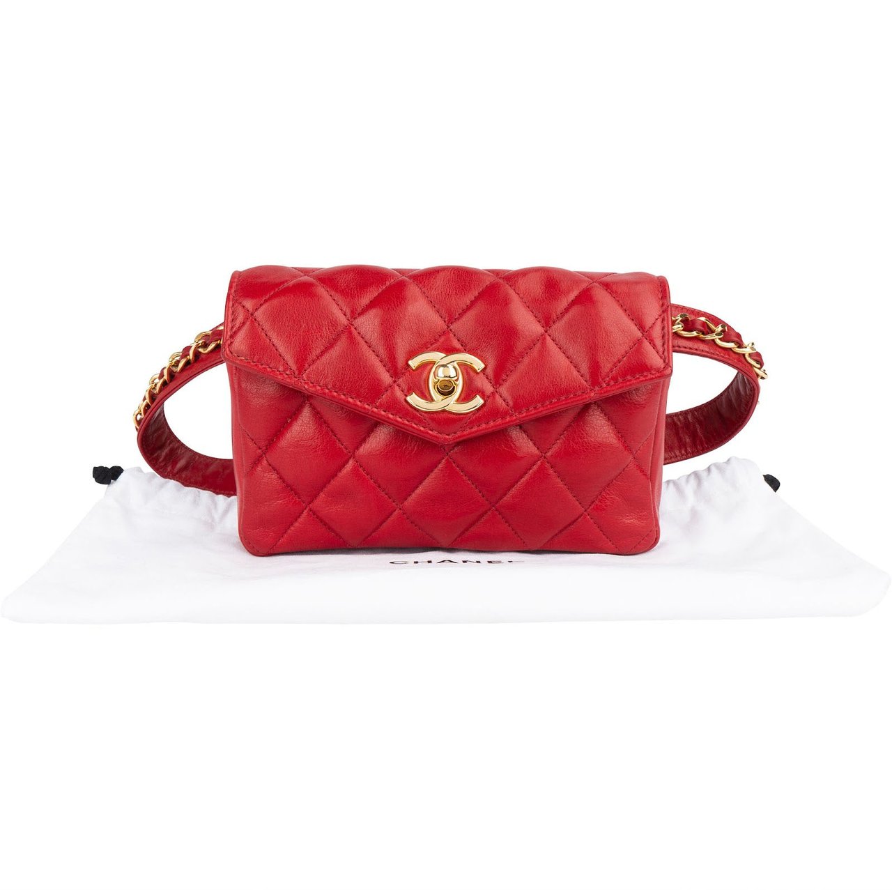 Chanel Chanel Quilted Lambskin CC Belt Crossbody Bag Rood