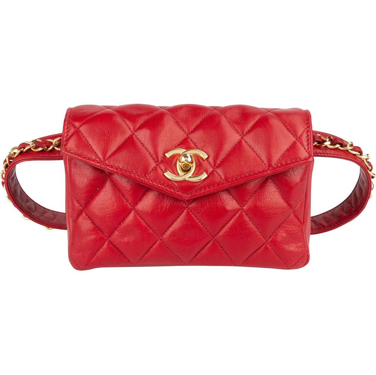 Chanel Chanel Quilted Lambskin CC Belt Crossbody Bag Rood
