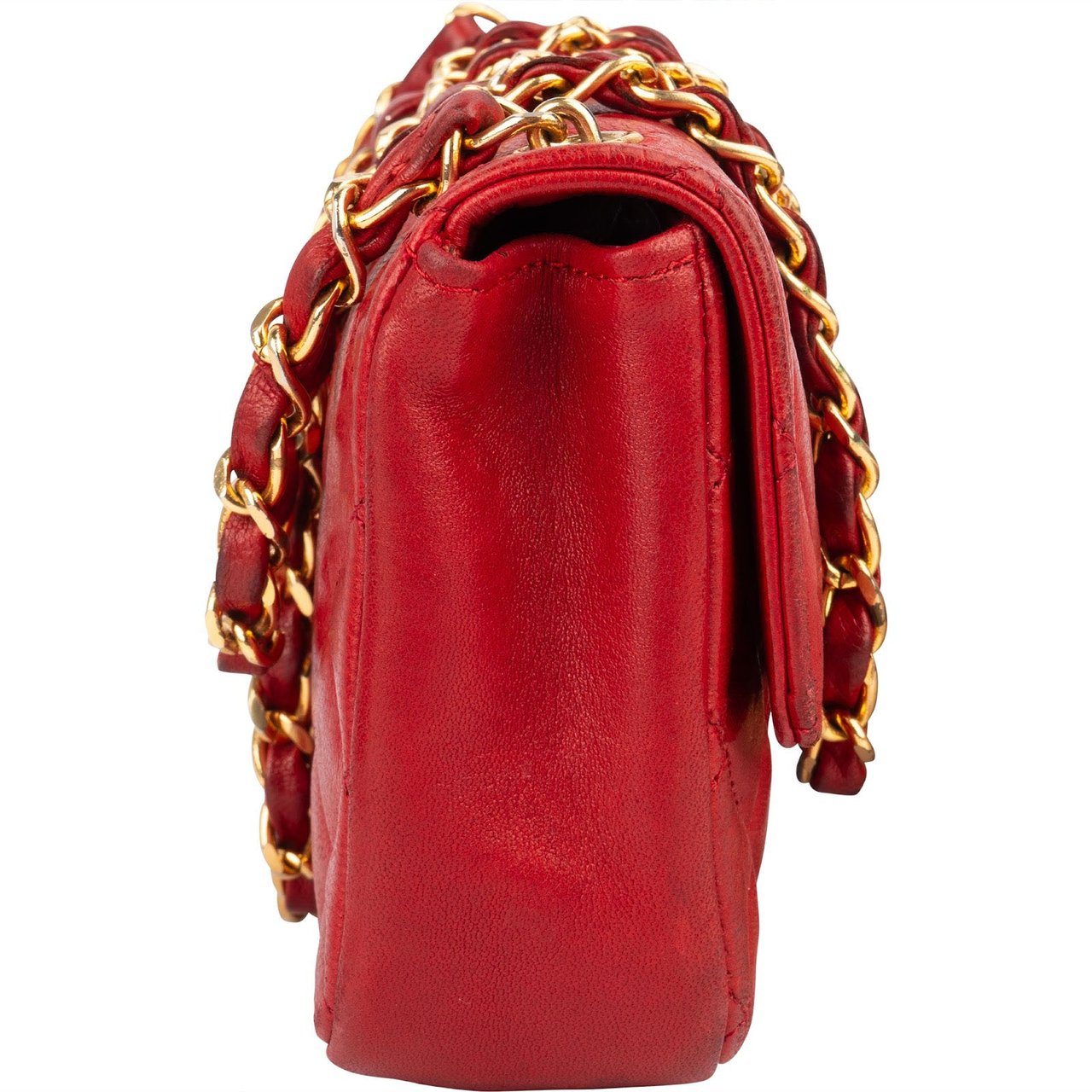 Chanel Chanel Quilted Lambskin 24K Gold Small Single Flap Crossbody Bag Rood