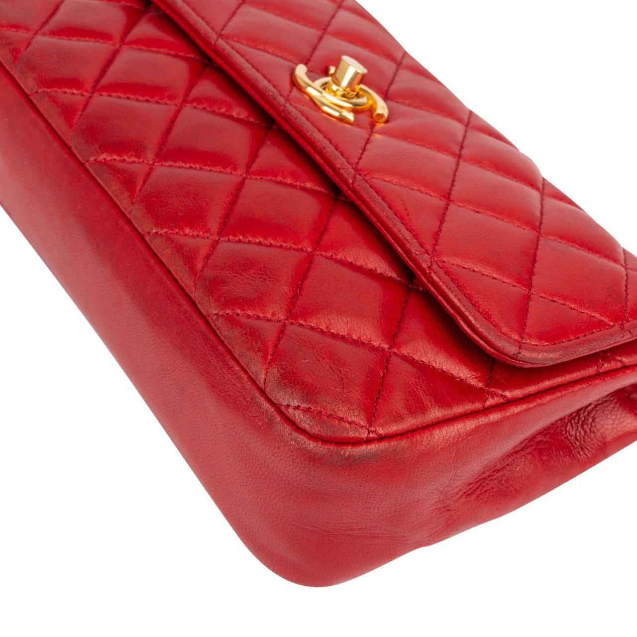 Chanel Chanel Quilted Lambskin 24K Gold Small Single Flap Crossbody Bag Rood