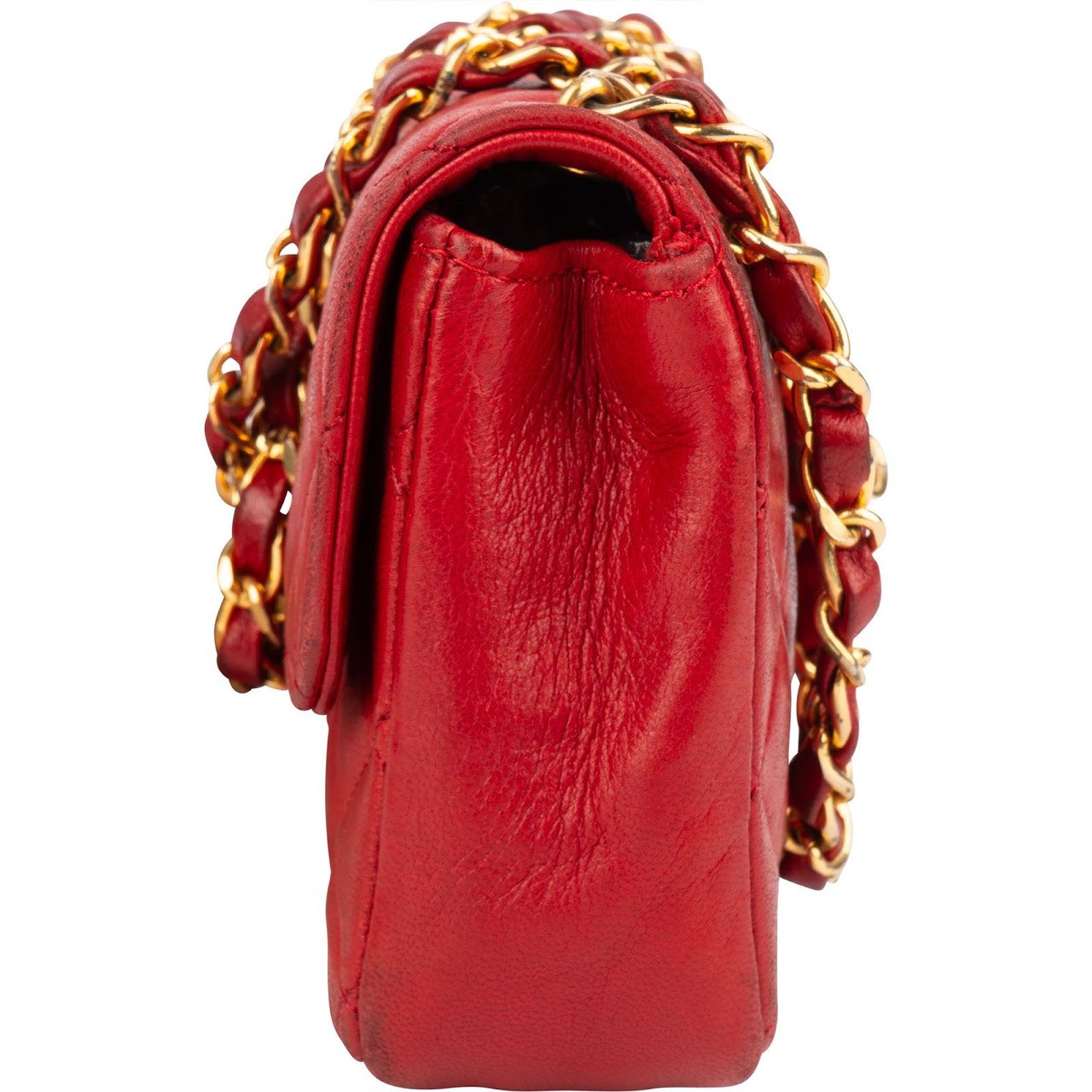 Chanel Chanel Quilted Lambskin 24K Gold Small Single Flap Crossbody Bag Rood