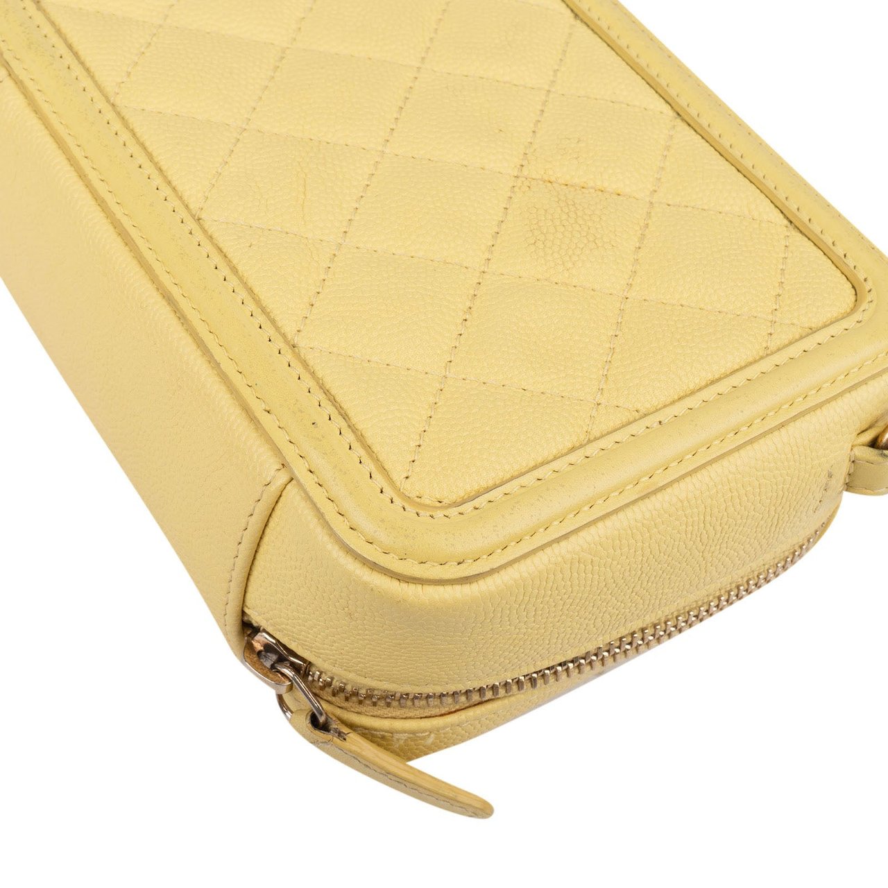 Chanel Chanel Quilted Caviar Leather CC Filigree Crossbody Bag Geel