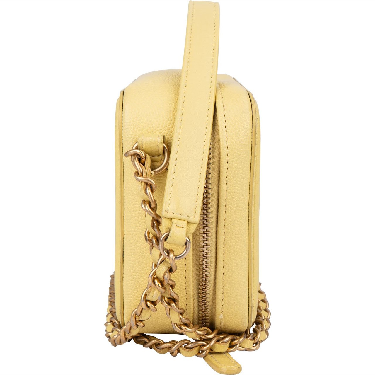 Chanel Chanel Quilted Caviar Leather CC Filigree Crossbody Bag Geel