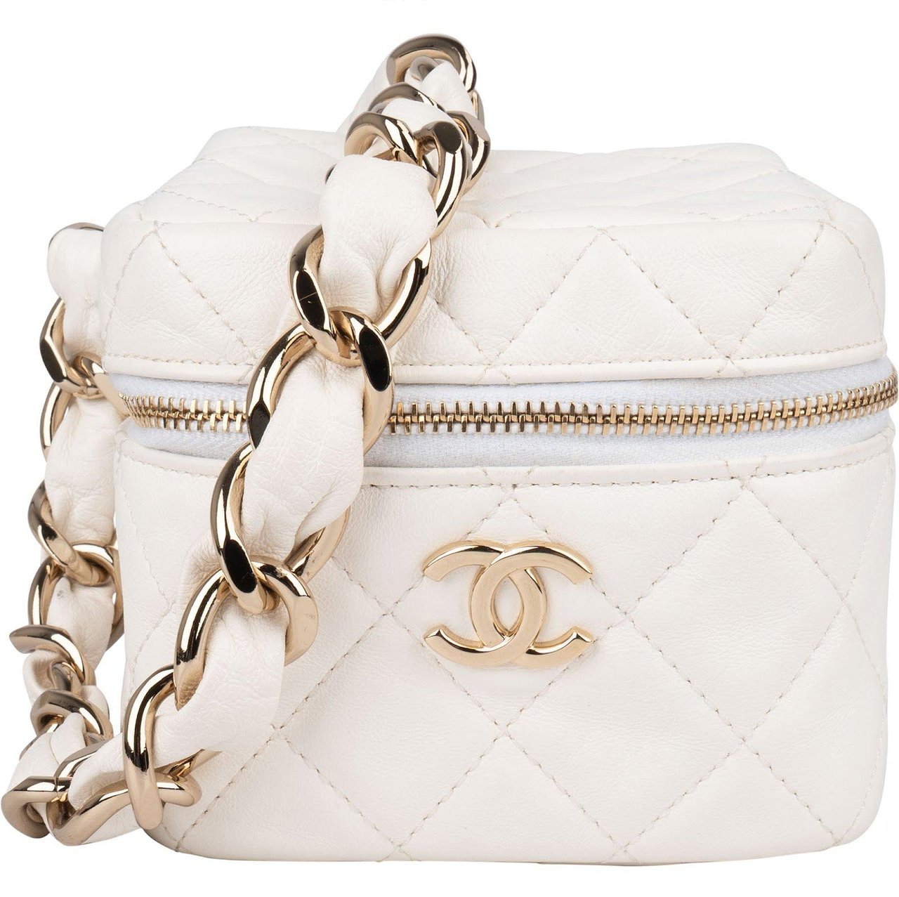 Chanel Chanel Quilted Lambskin Small Vanity Chain Handbag Wit