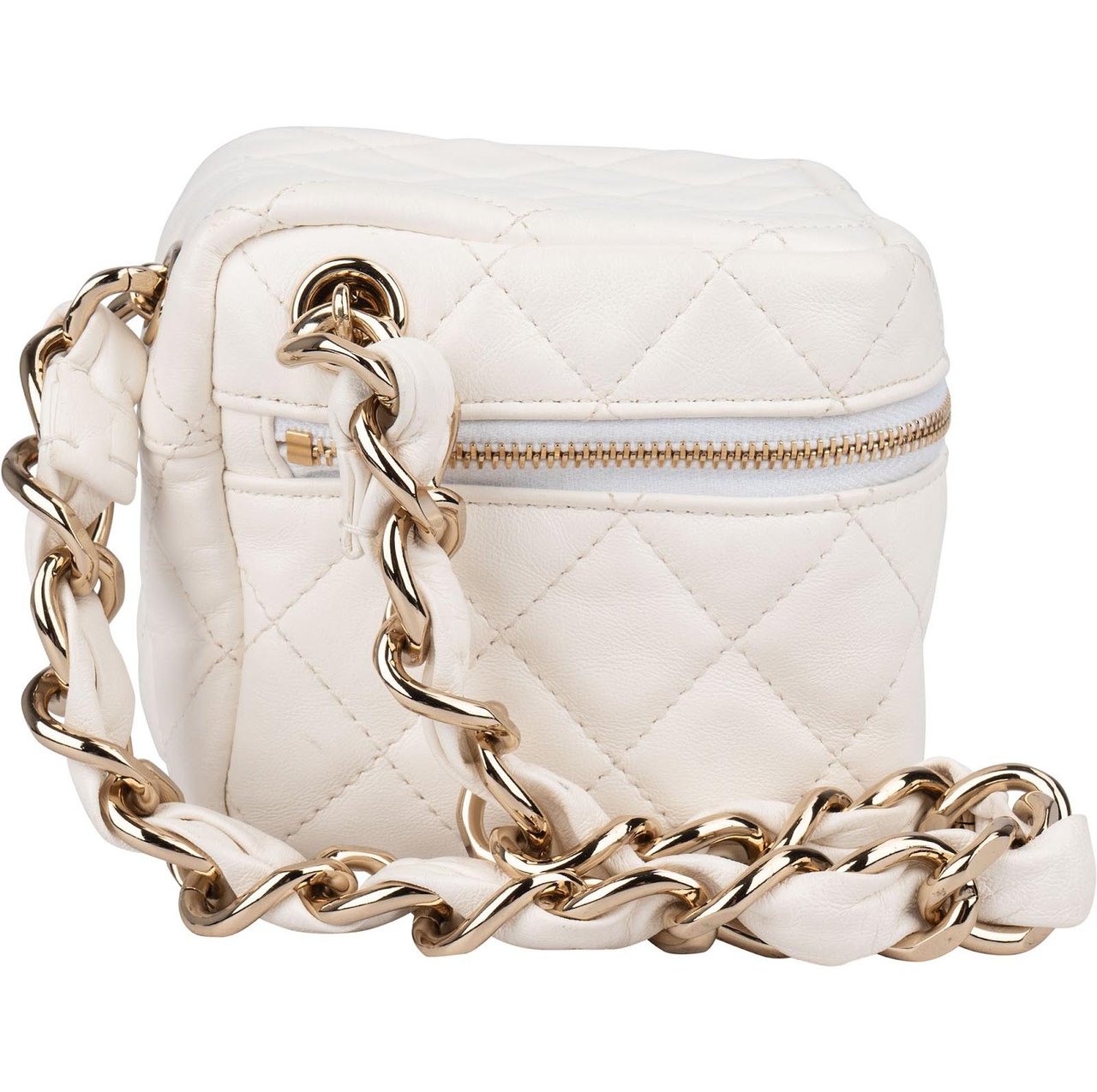 Chanel Chanel Quilted Lambskin Small Vanity Chain Handbag Wit