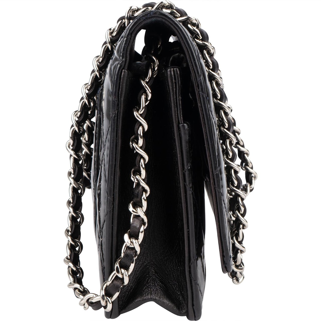 Chanel Chanel Quilted Patent Leather Wallet On Chain Crossbody Bag Zwart