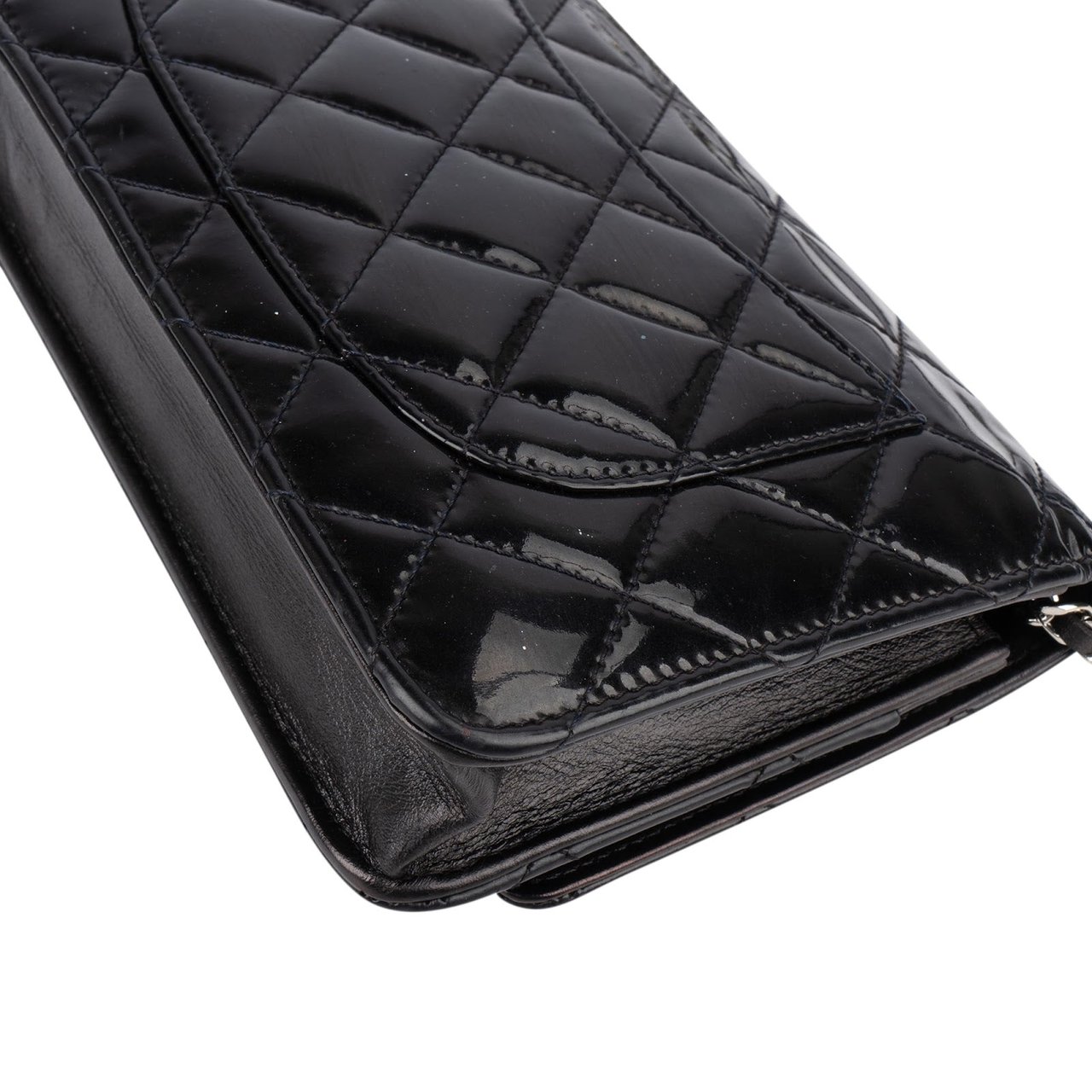 Chanel Chanel Quilted Patent Leather Wallet On Chain Crossbody Bag Zwart