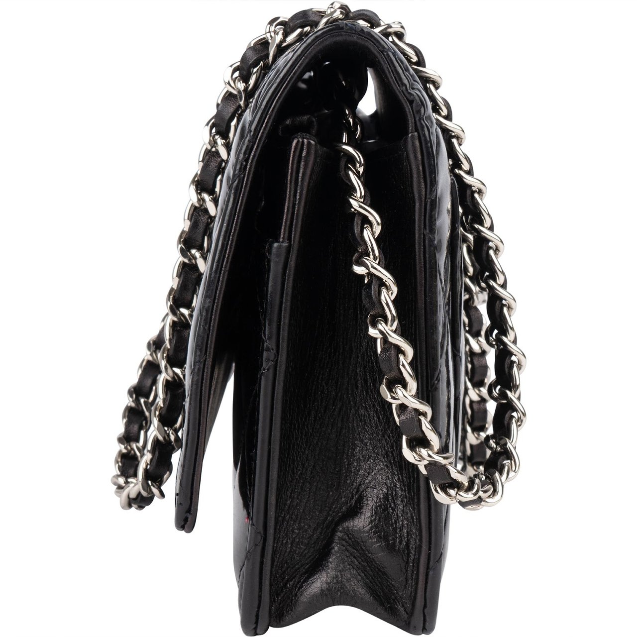 Chanel Chanel Quilted Patent Leather Wallet On Chain Crossbody Bag Zwart