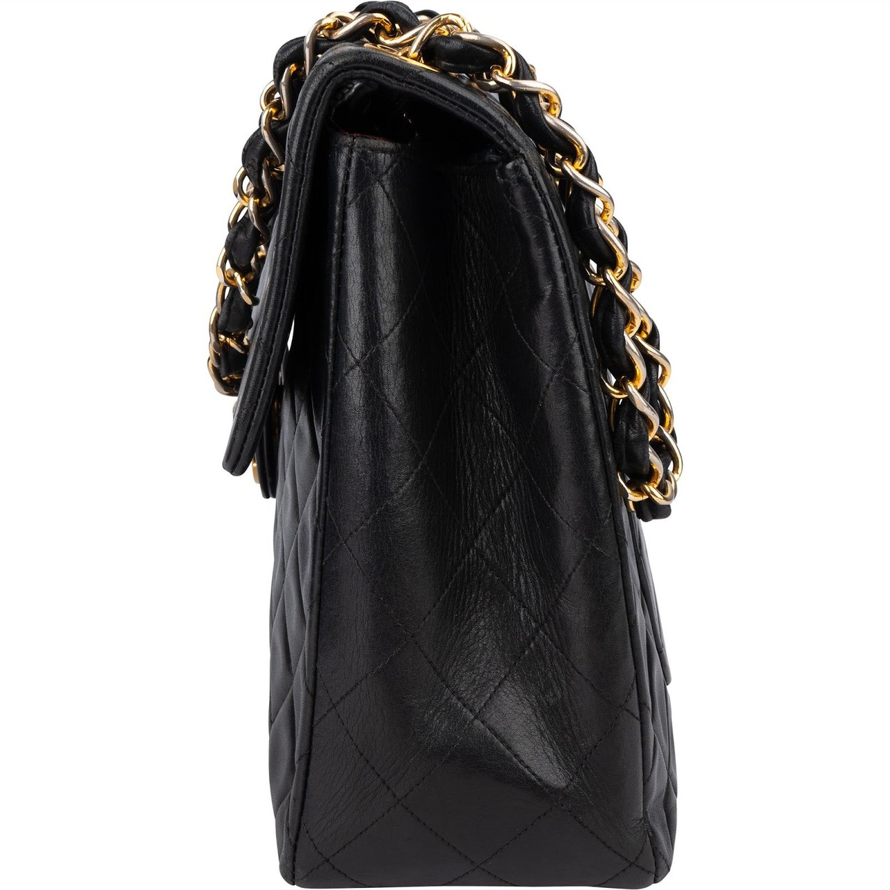Chanel Chanel Quilted Lambskin Maxi Single Flap Crossbody Bag Zwart