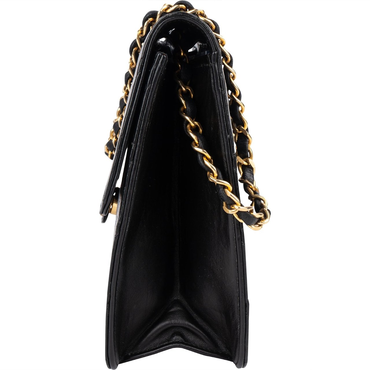 Chanel Chanel Quilted Lambskin CC Single Flap Shoulder Bag Zwart