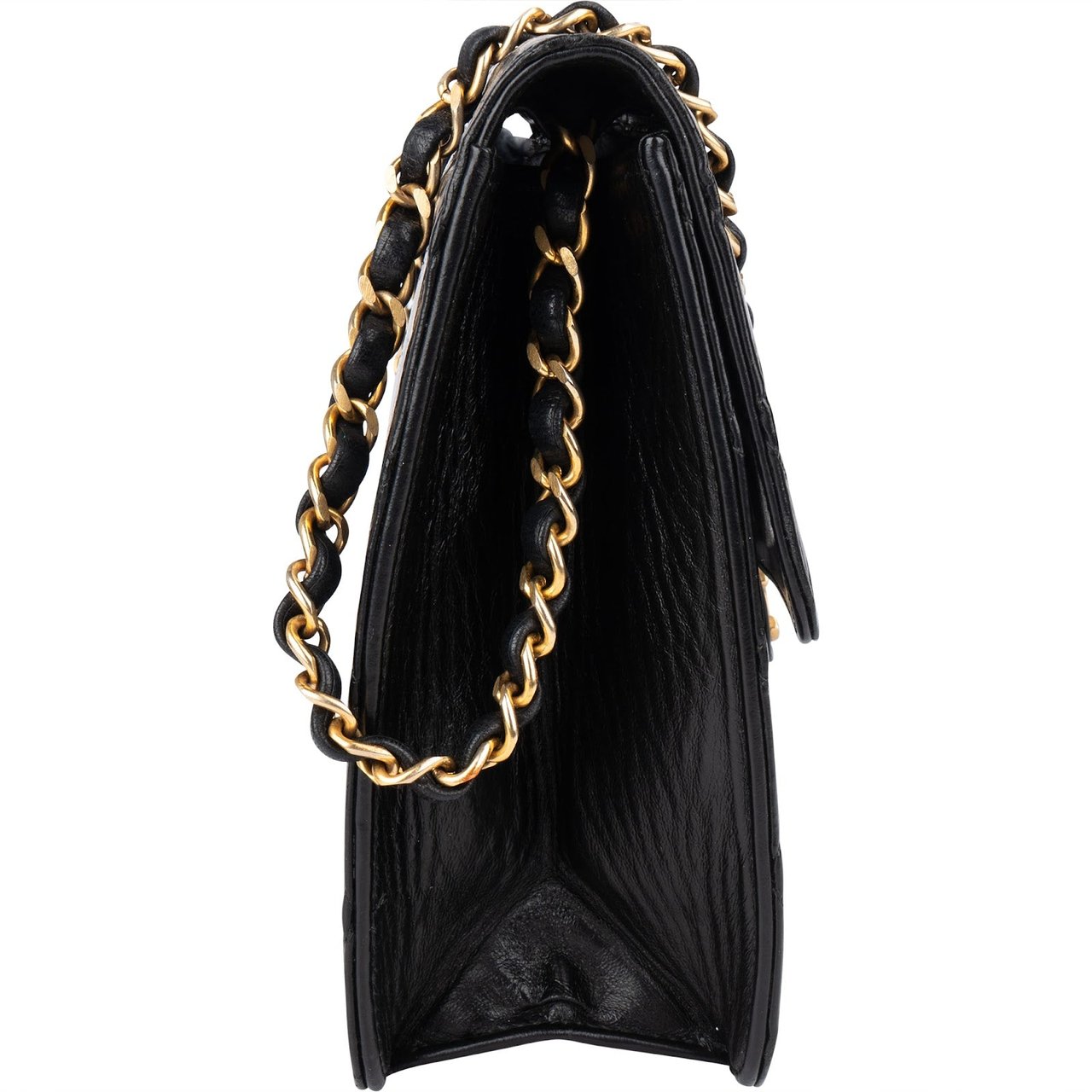 Chanel Chanel Quilted Lambskin CC Single Flap Shoulder Bag Zwart