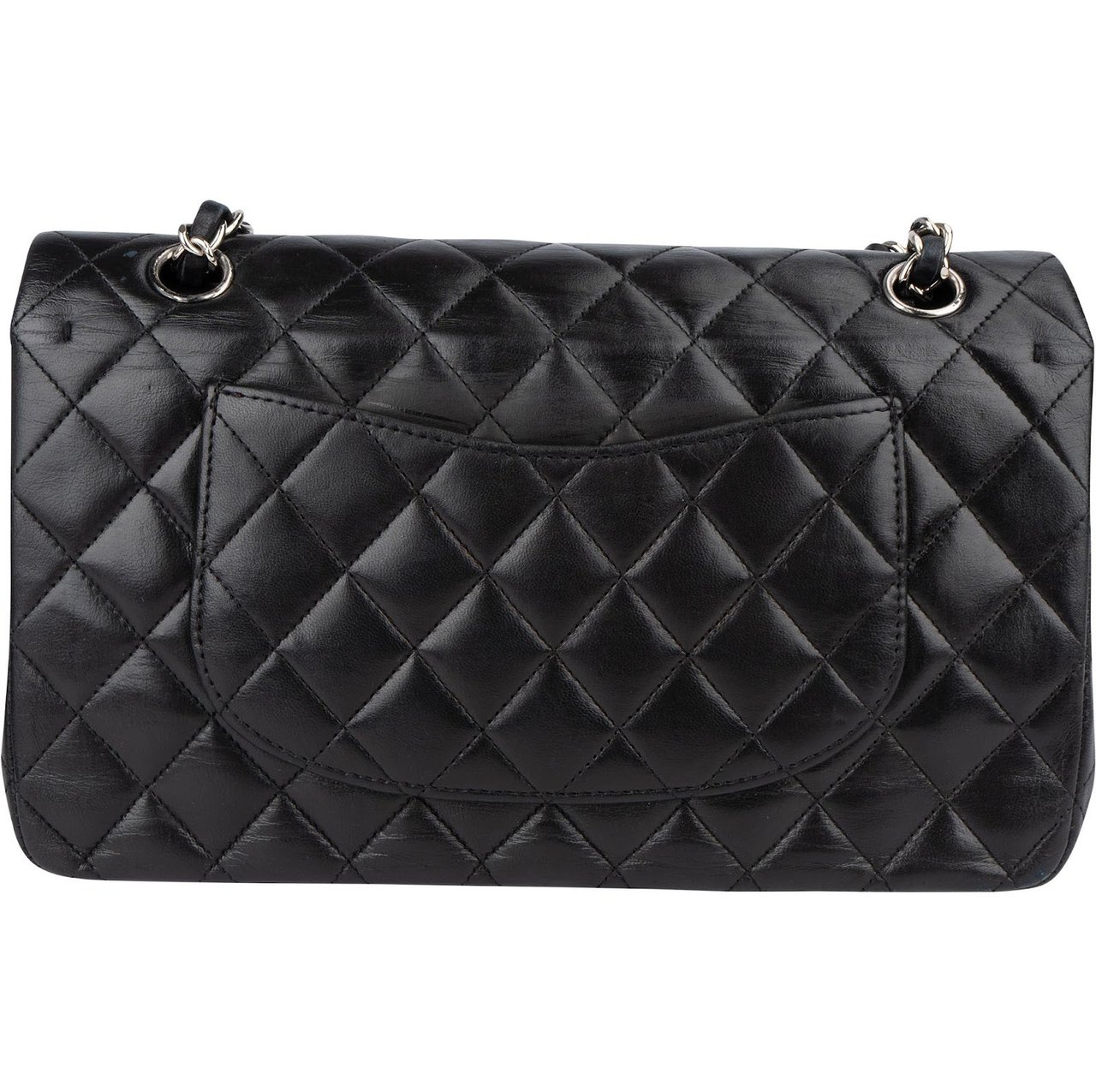 Chanel Chanel Quilted Lambskin Medium Double Flap Crossbody Bag Zwart