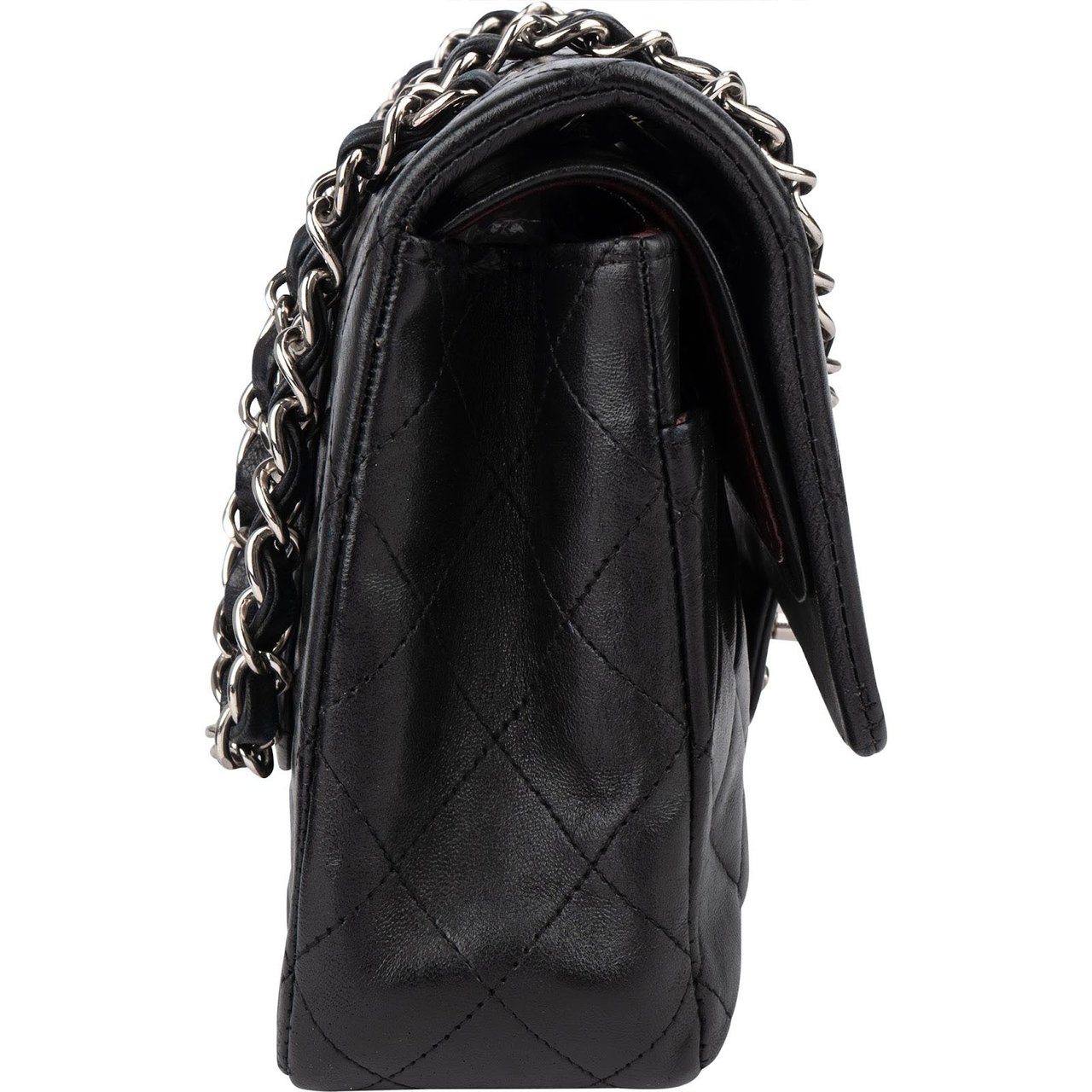 Chanel Chanel Quilted Lambskin Medium Double Flap Crossbody Bag Zwart