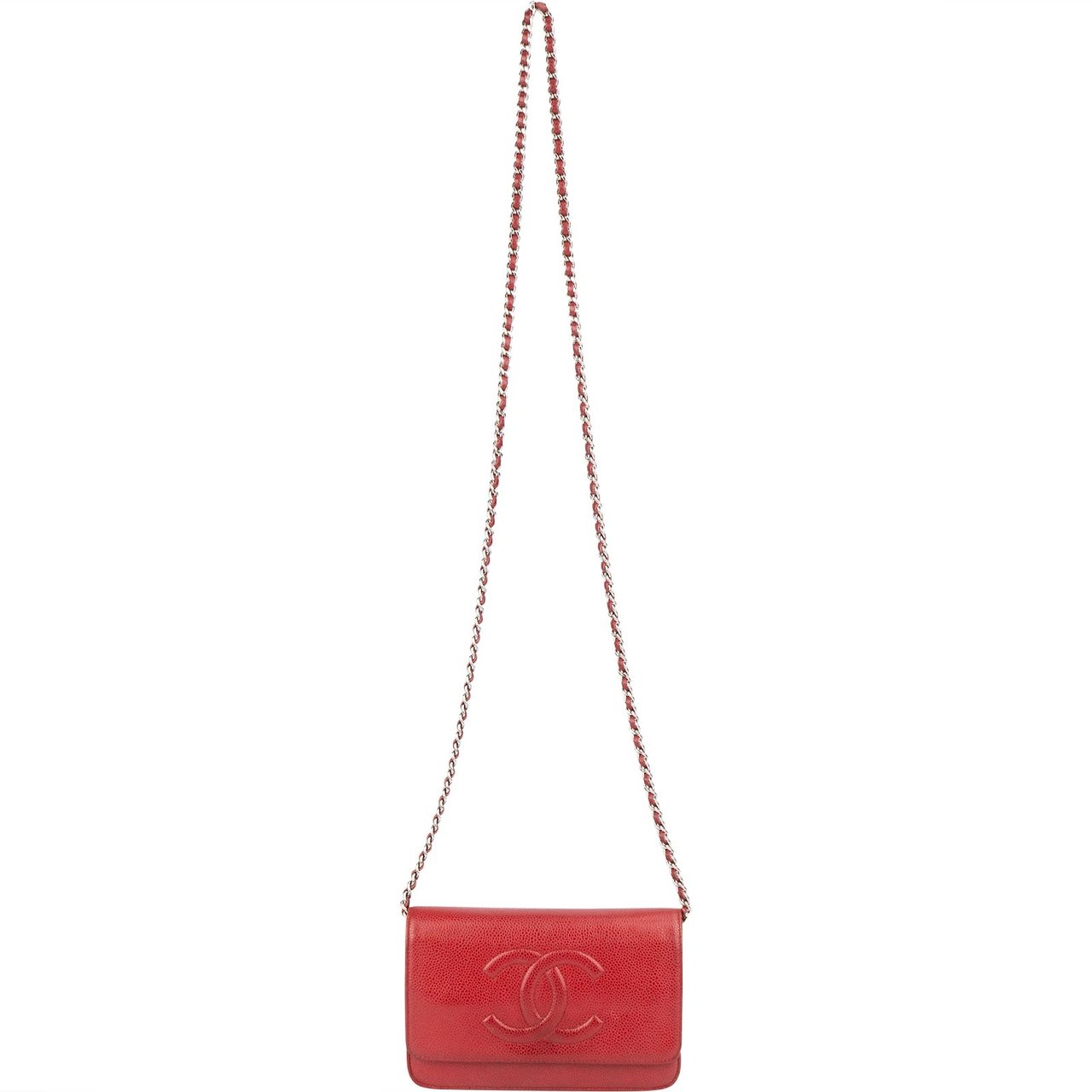 Chanel Chanel Caviar Leather CC Wallet On Chain Crossbody Bag Rood