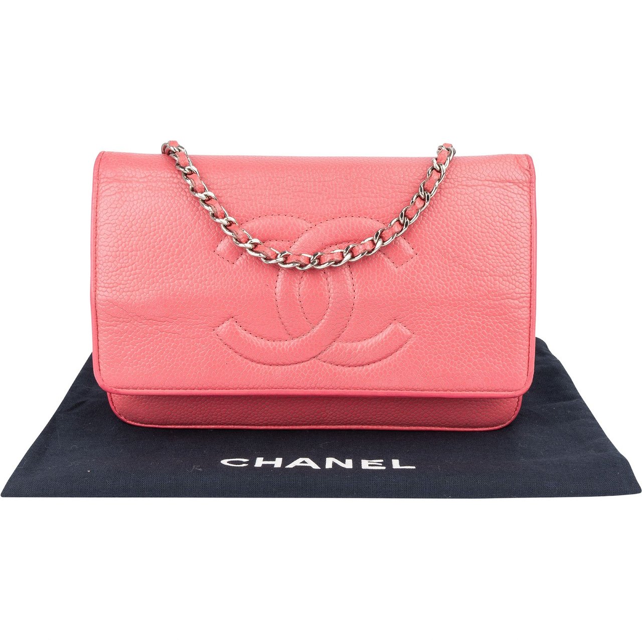 Chanel Chanel Caviar Leather CC Wallet On Chain Crossbody Bag Rood