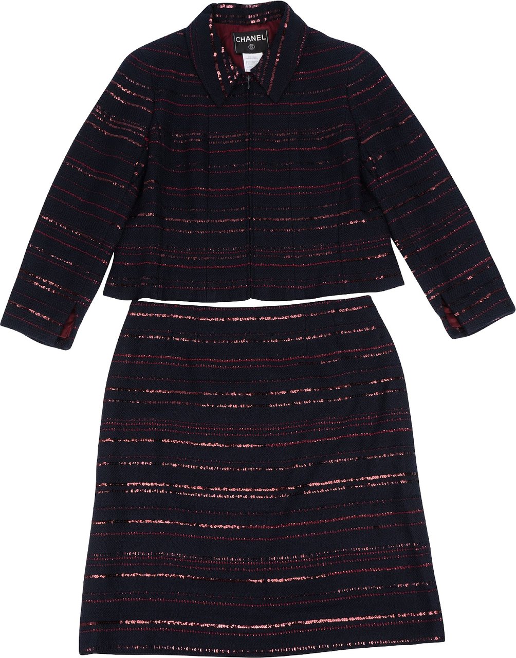 Chanel Chanel Multicolor Sequin Tweed Runway Costume Set (FR 44 / DE 42) Navy