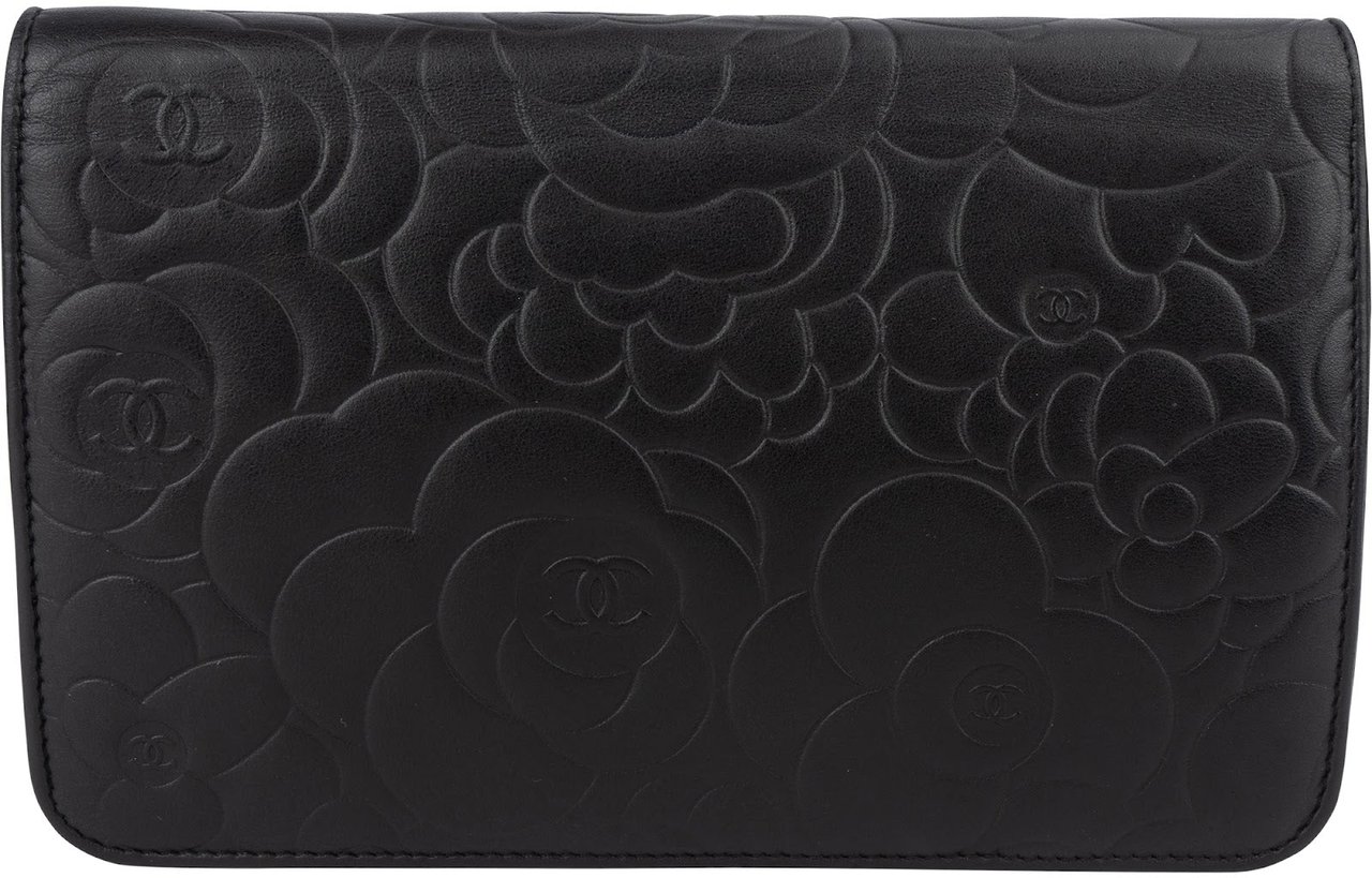 Chanel Chanel Camellia Lambskin Wallet On Chain Crossbody Bag Zwart