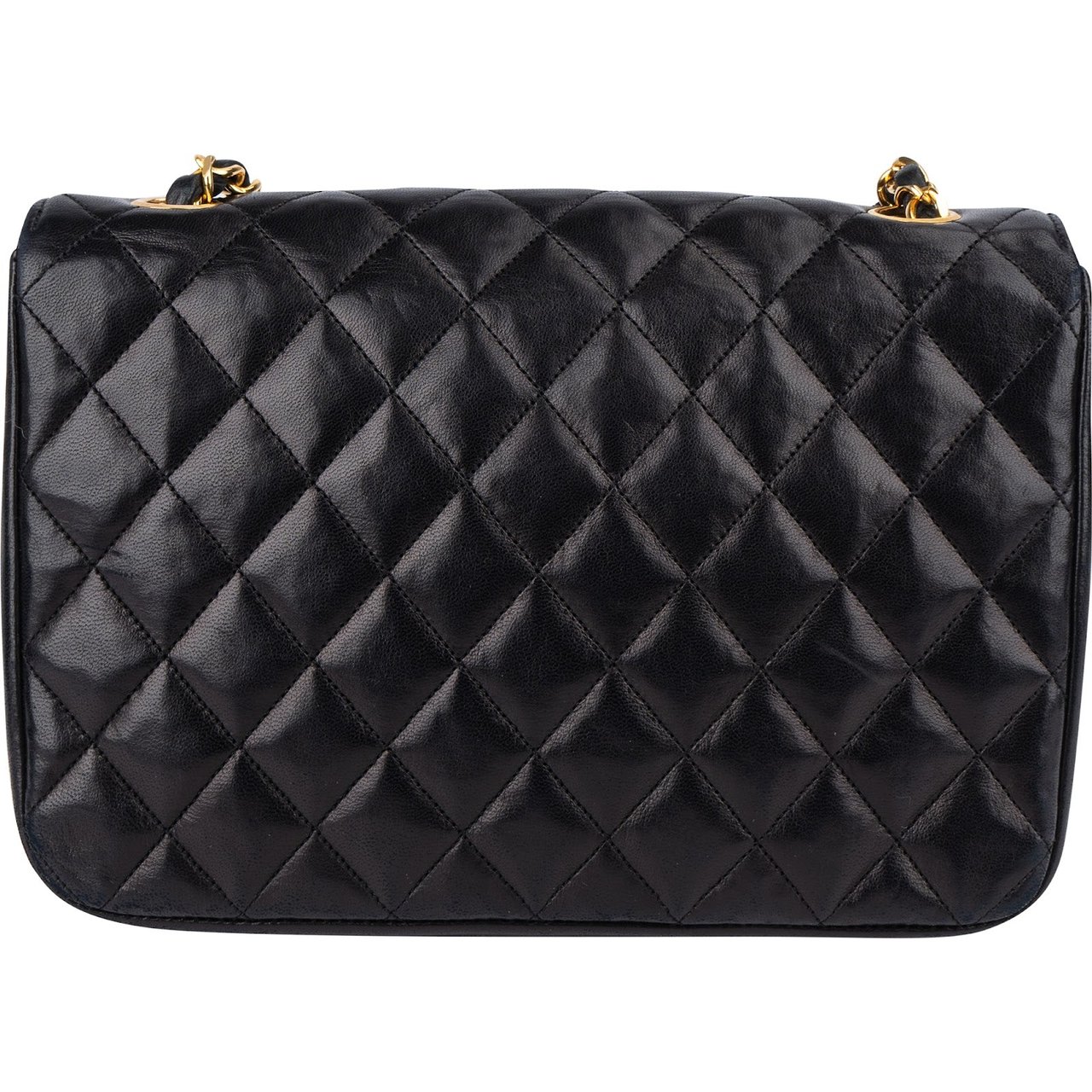 Chanel Chanel Quilted Lambskin 24K Gold Single Flap Crossbody Bag Zwart
