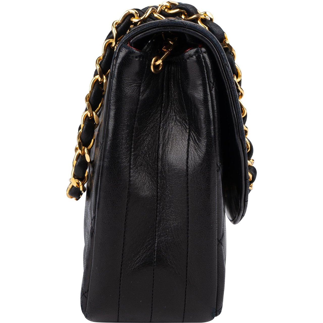 Chanel Chanel Quilted Lambskin 24K Gold Single Flap Crossbody Bag Zwart