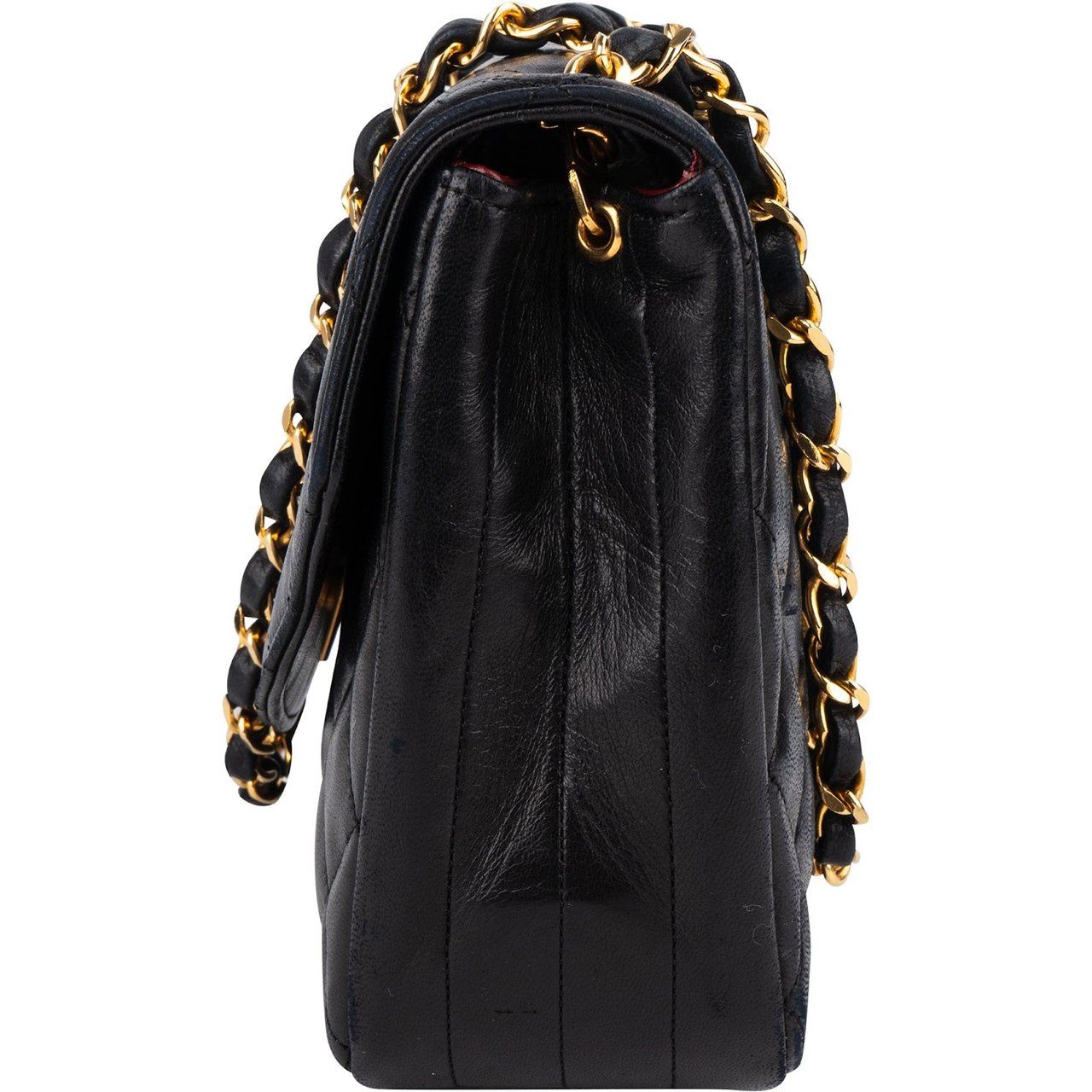 Chanel Chanel Quilted Lambskin 24K Gold Single Flap Crossbody Bag Zwart